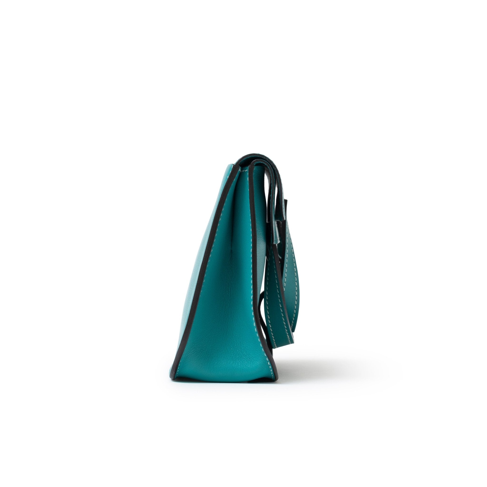 Hermès Halzan Mini Blue Paon Swift Palladium Hardware
