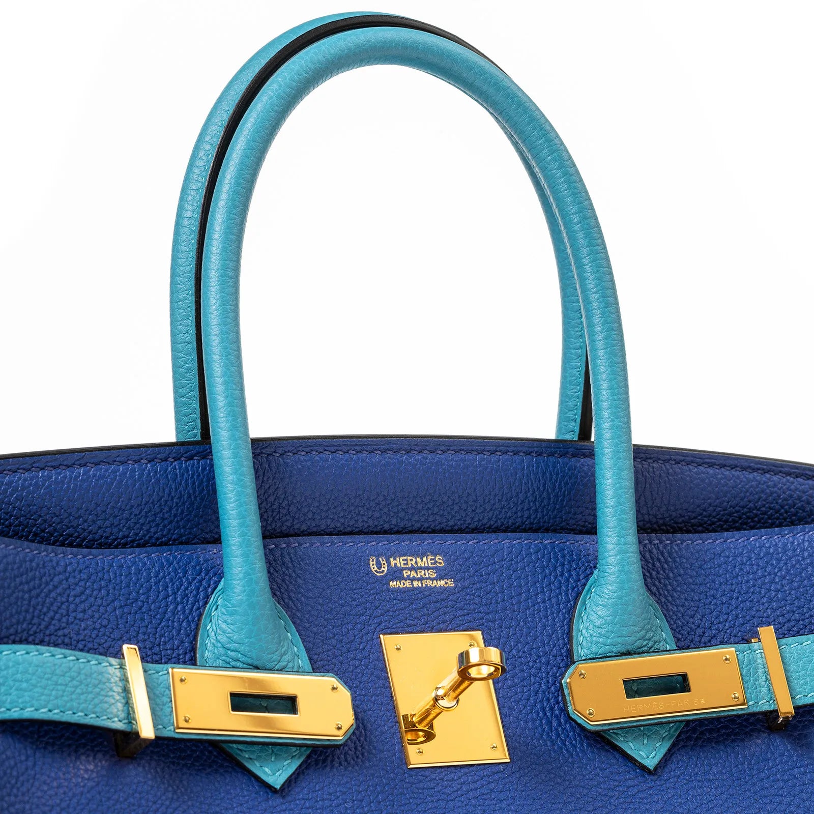 Hermès Horseshoe Birkin 30 Blue Electric and Blue Turquoise Togo Gold Hardware
