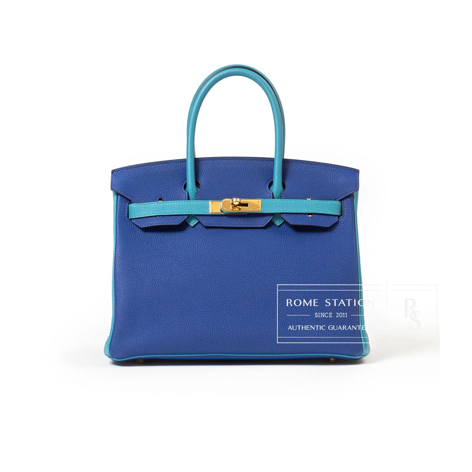 Hermès Horseshoe Birkin 30 Blue Electric and Blue Turquoise Togo Gold Hardware