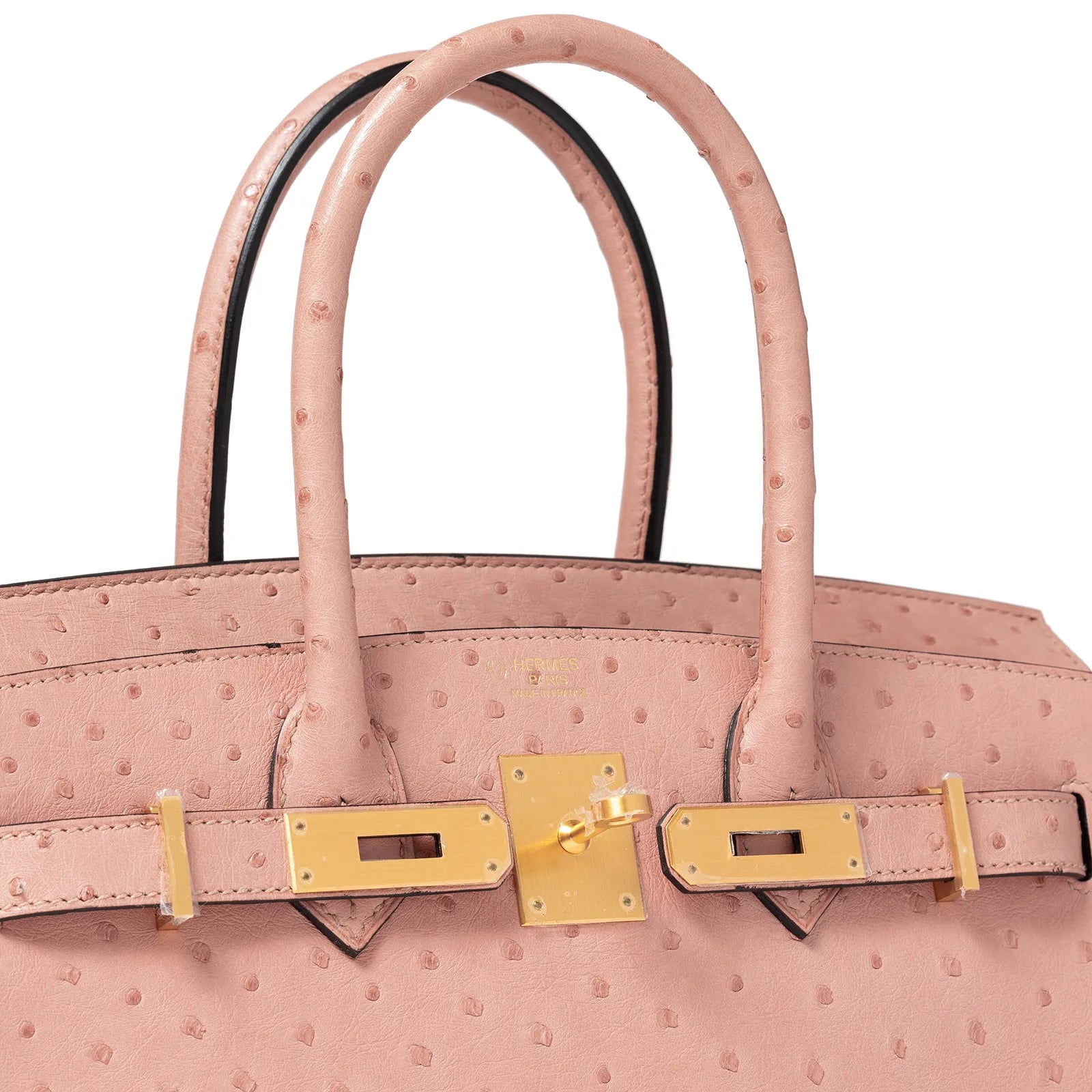 Hermès Horseshoe Birkin 30 Terre Cuite/Gris Ostrich Brushed Gold Hardware