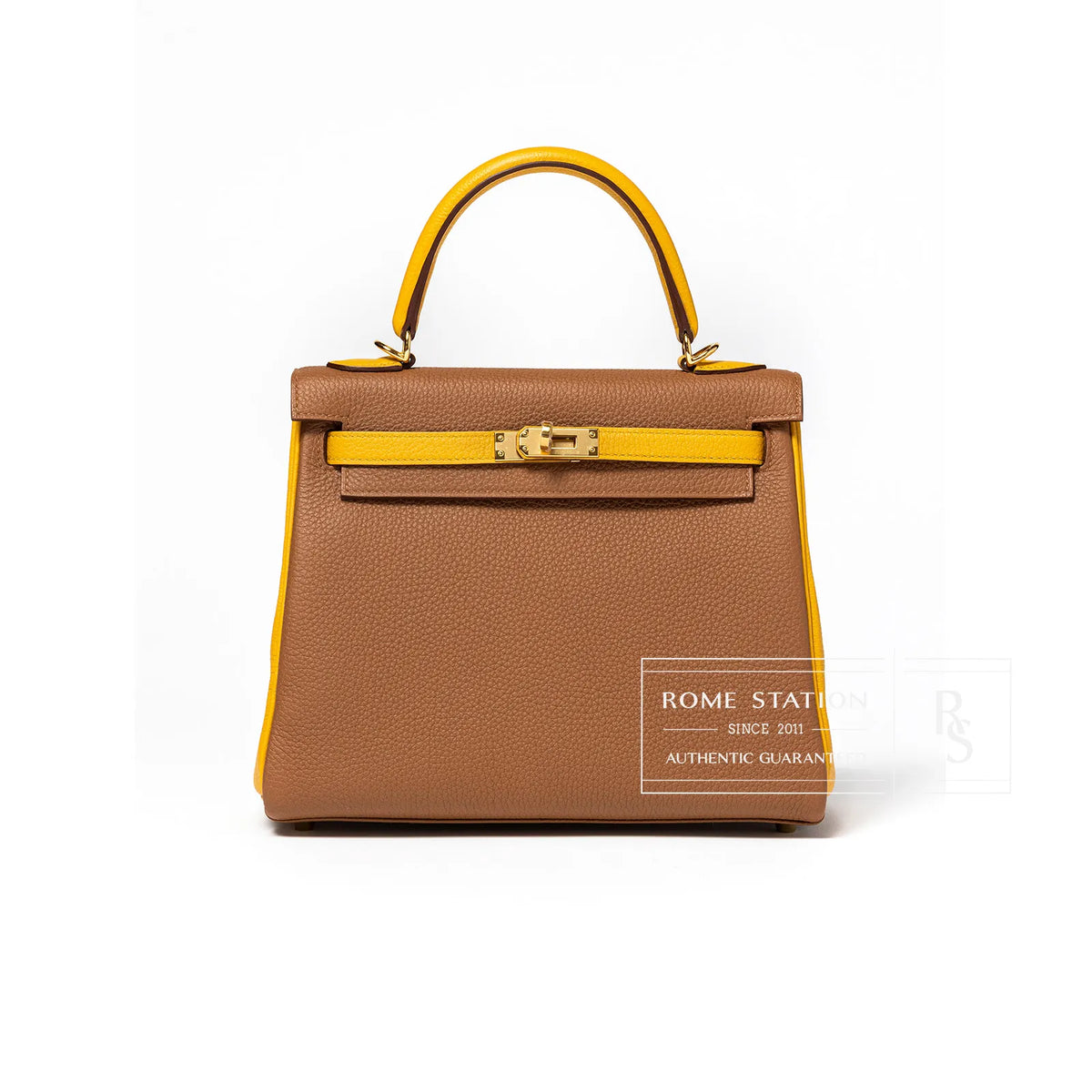 Hermès Special Order HSS Horseshoe Kelly 25 Gold/Jaune Ambre Togo