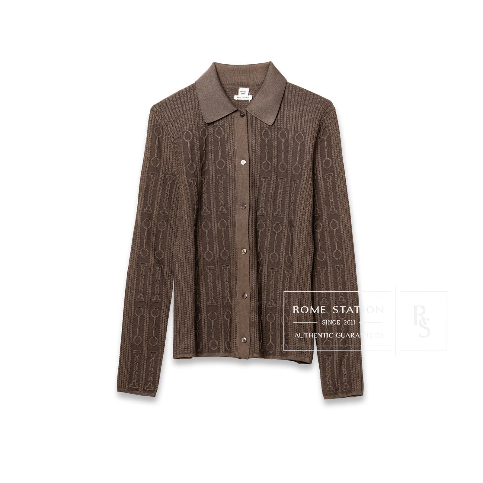 Hermès Inspiration Chemise Cardigan Marron Tarn - Front