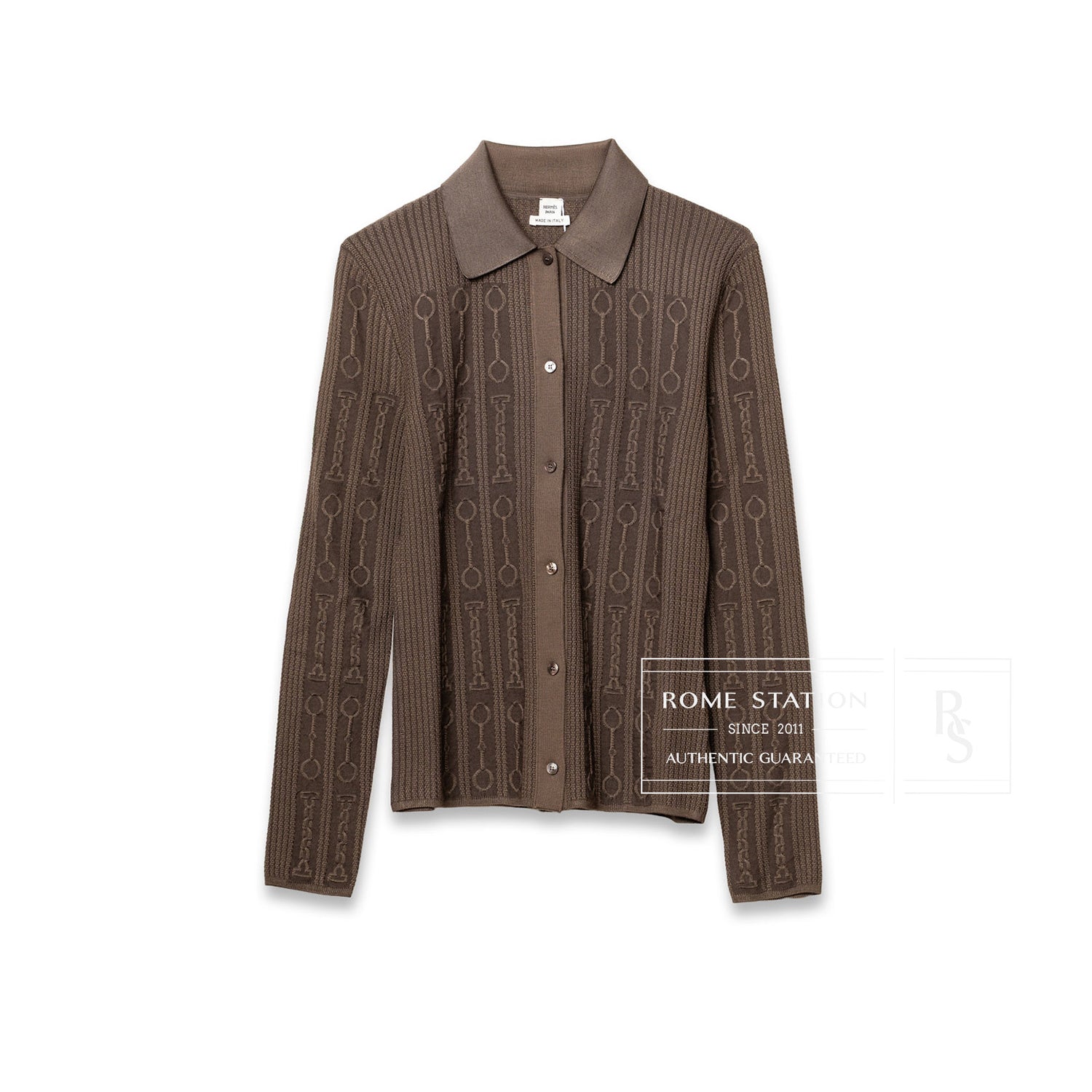 Hermès Inspiration Chemise Cardigan Marron Tarn - Front
