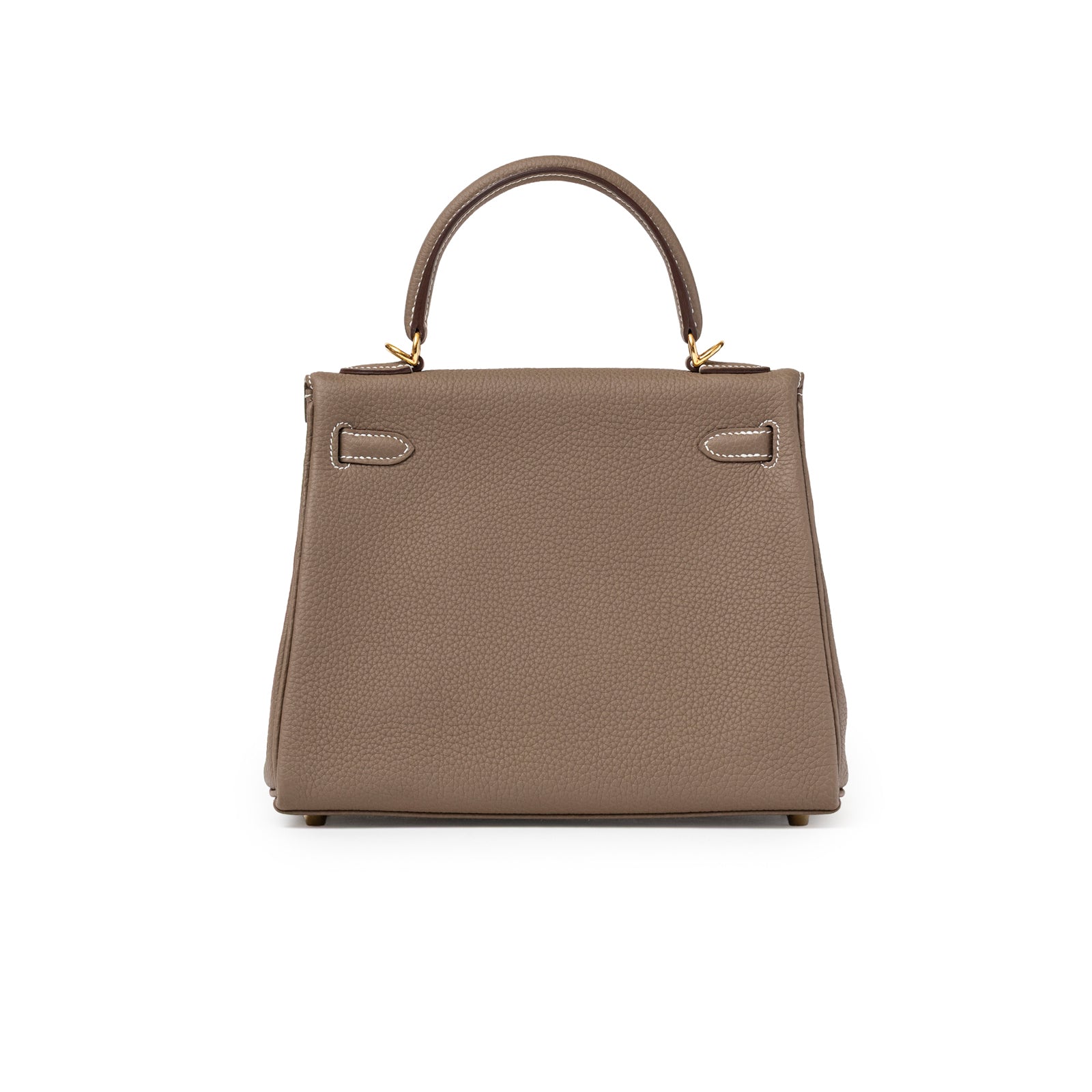 Hermès Kelly 25 Retourne Etoupe Togo Gold Hardware back view with top handle and gold feet