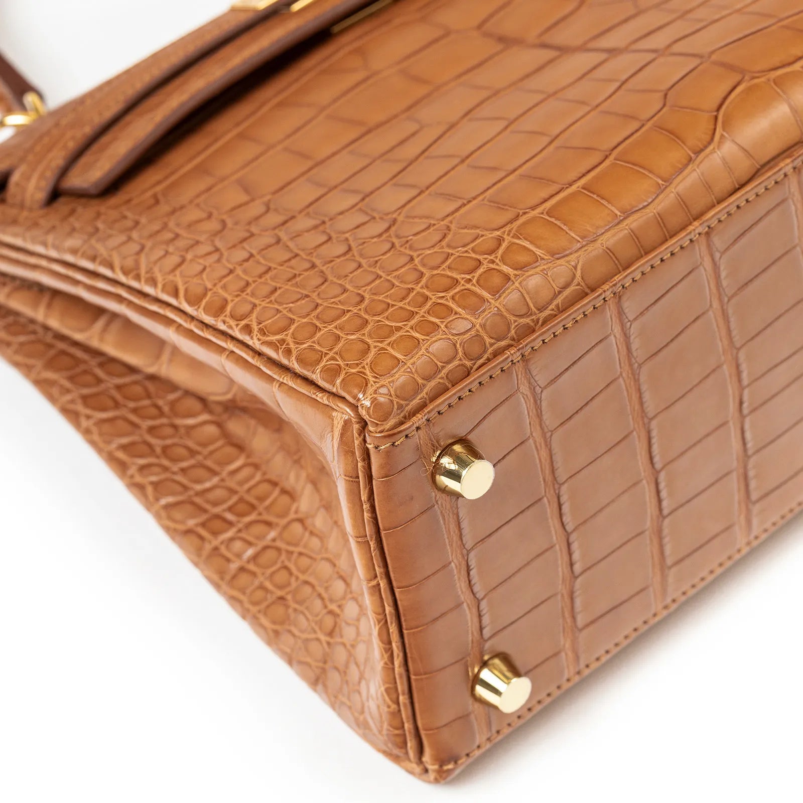Hermès Kelly 25 Retourne Gold Matte Alligator Gold Hardware