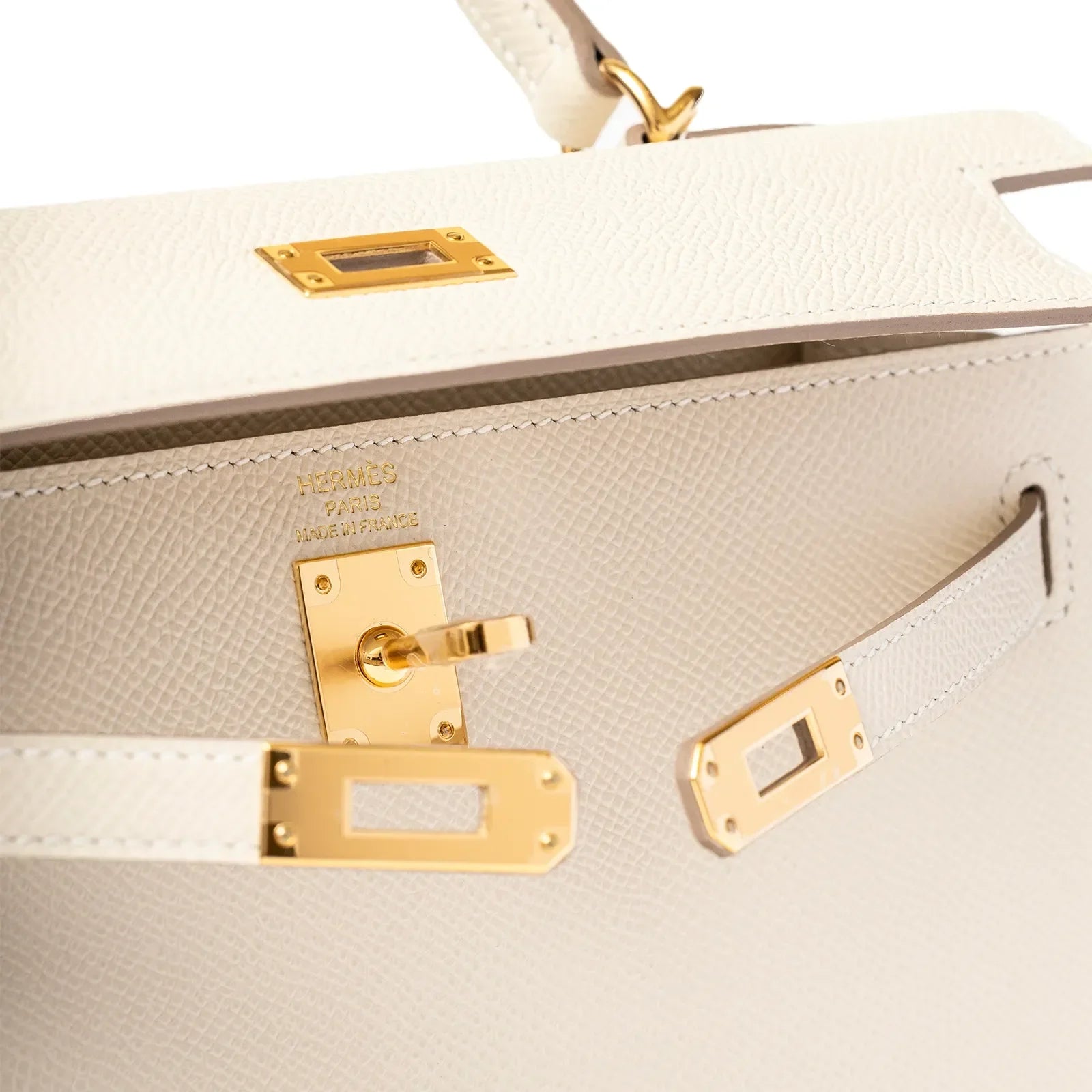 Hermès Kelly 25 Sellier Epsom Craie Gold Hardware