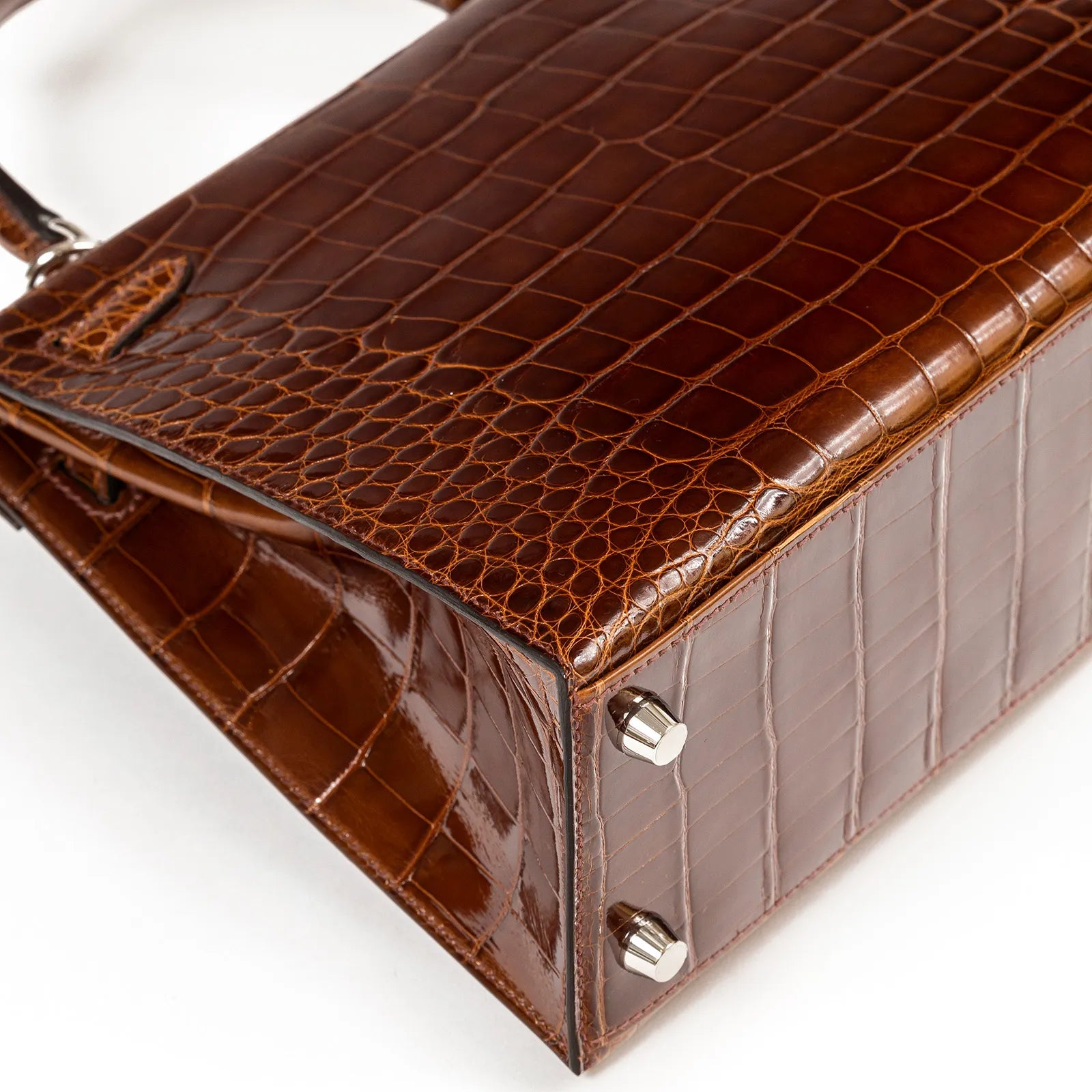 Hermès Kelly 25 Sellier Miel Shiny Alligator Palladium Hardware