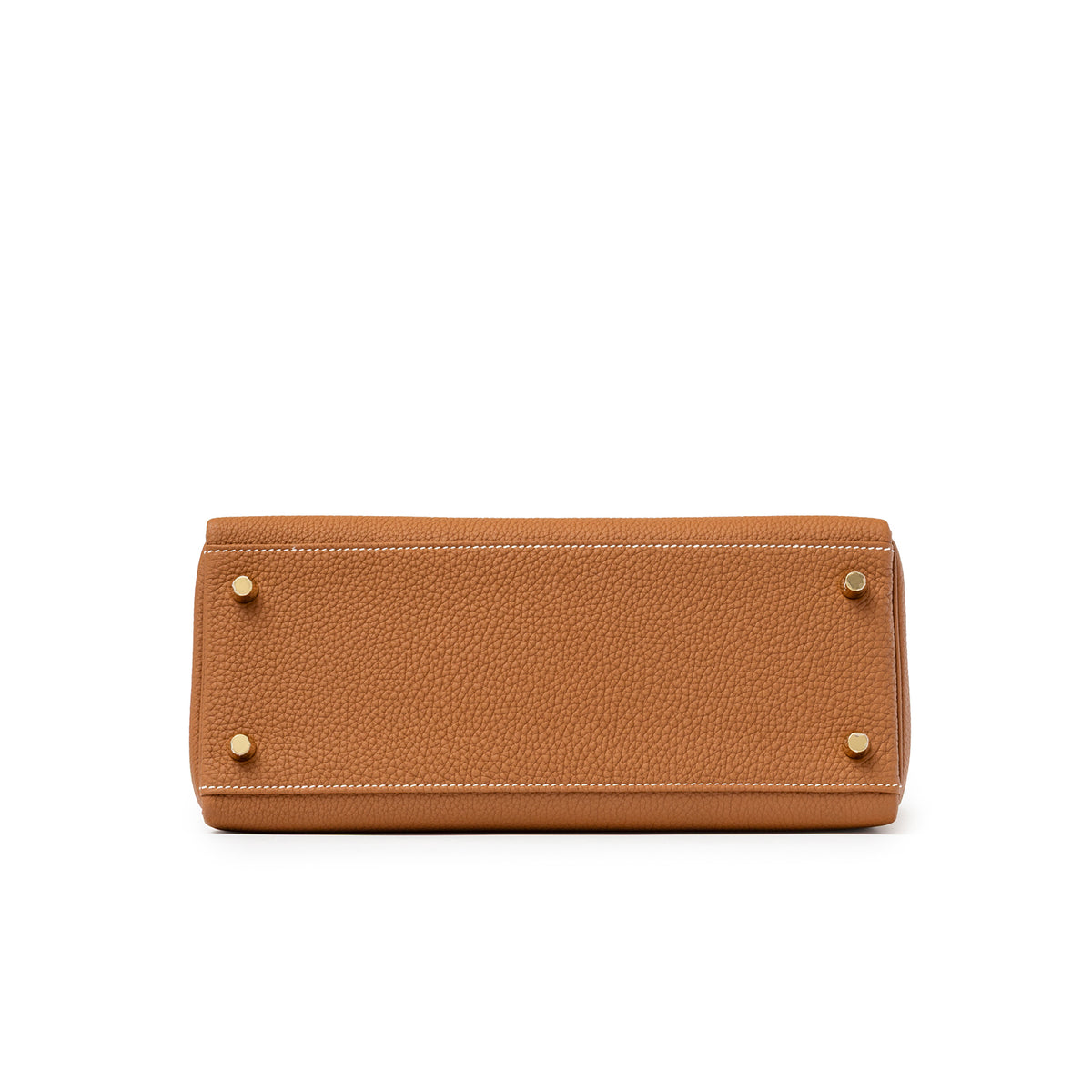 Hermès Kelly 28 Gold Retourne Togo Gold Hardware bottom view with protective feet