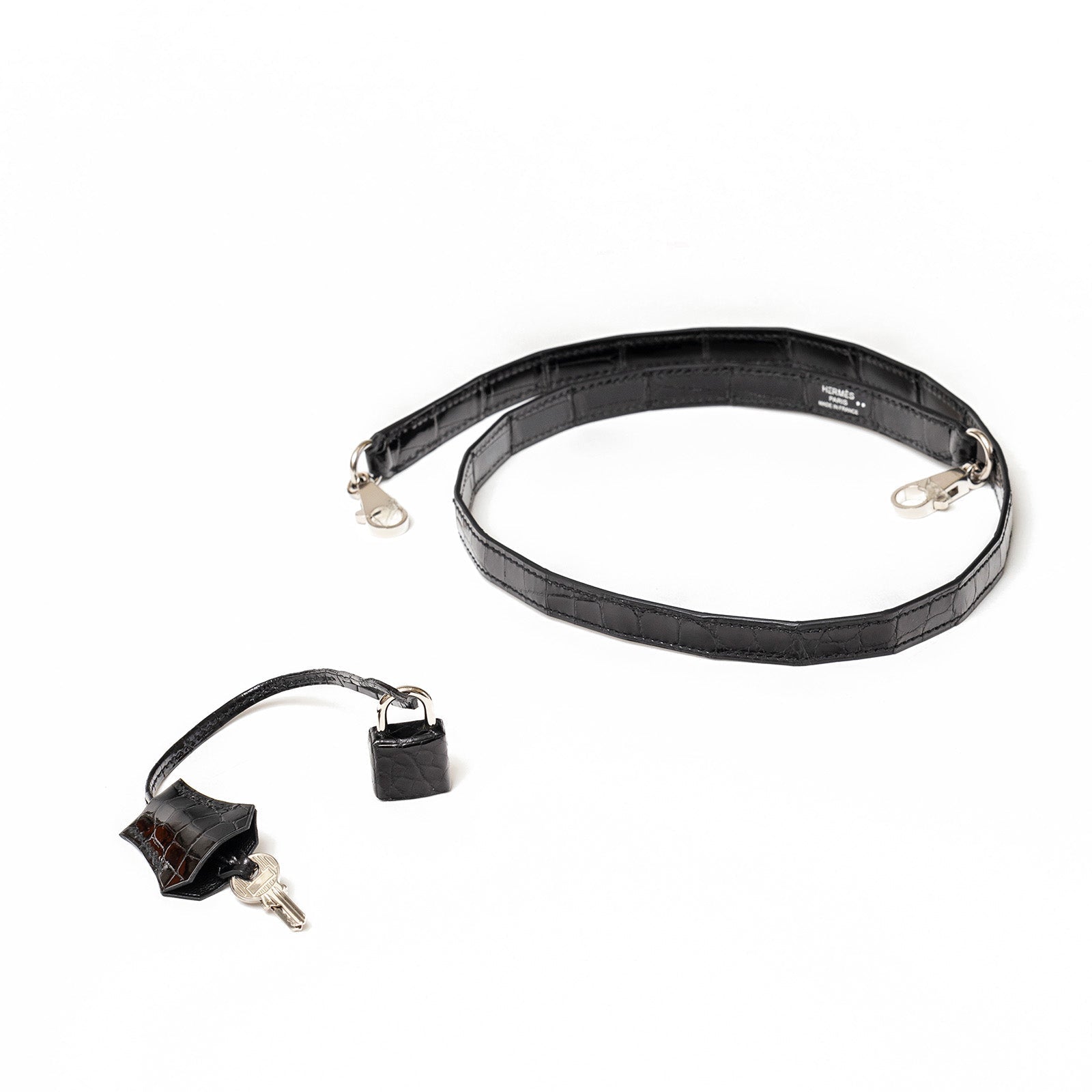 Hermès Kelly 32 Sellier Black Shiny Niloticus Crocodile Palladium Hardware