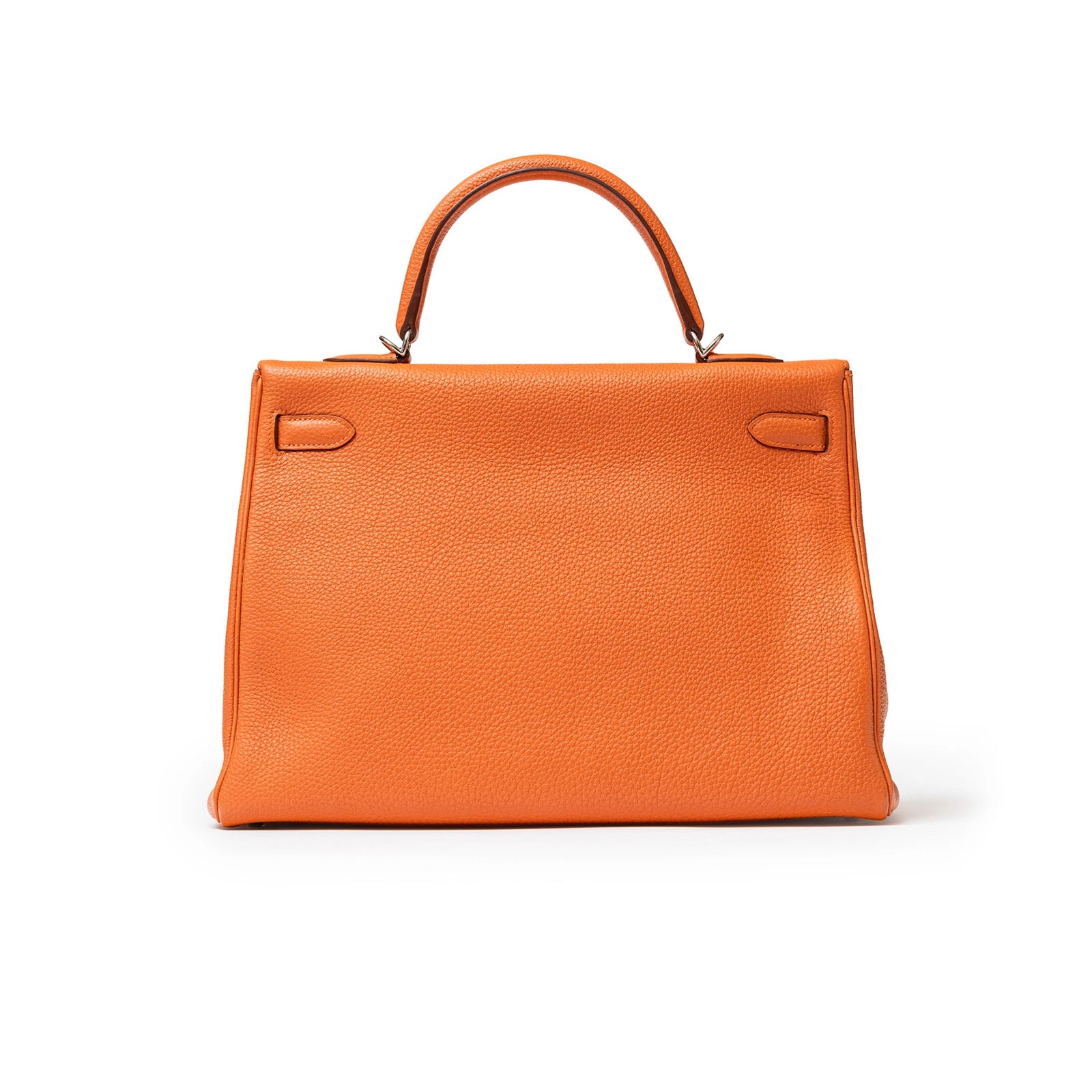 Hermès Kelly 35 Orange Togo Palladium Hardware - Back