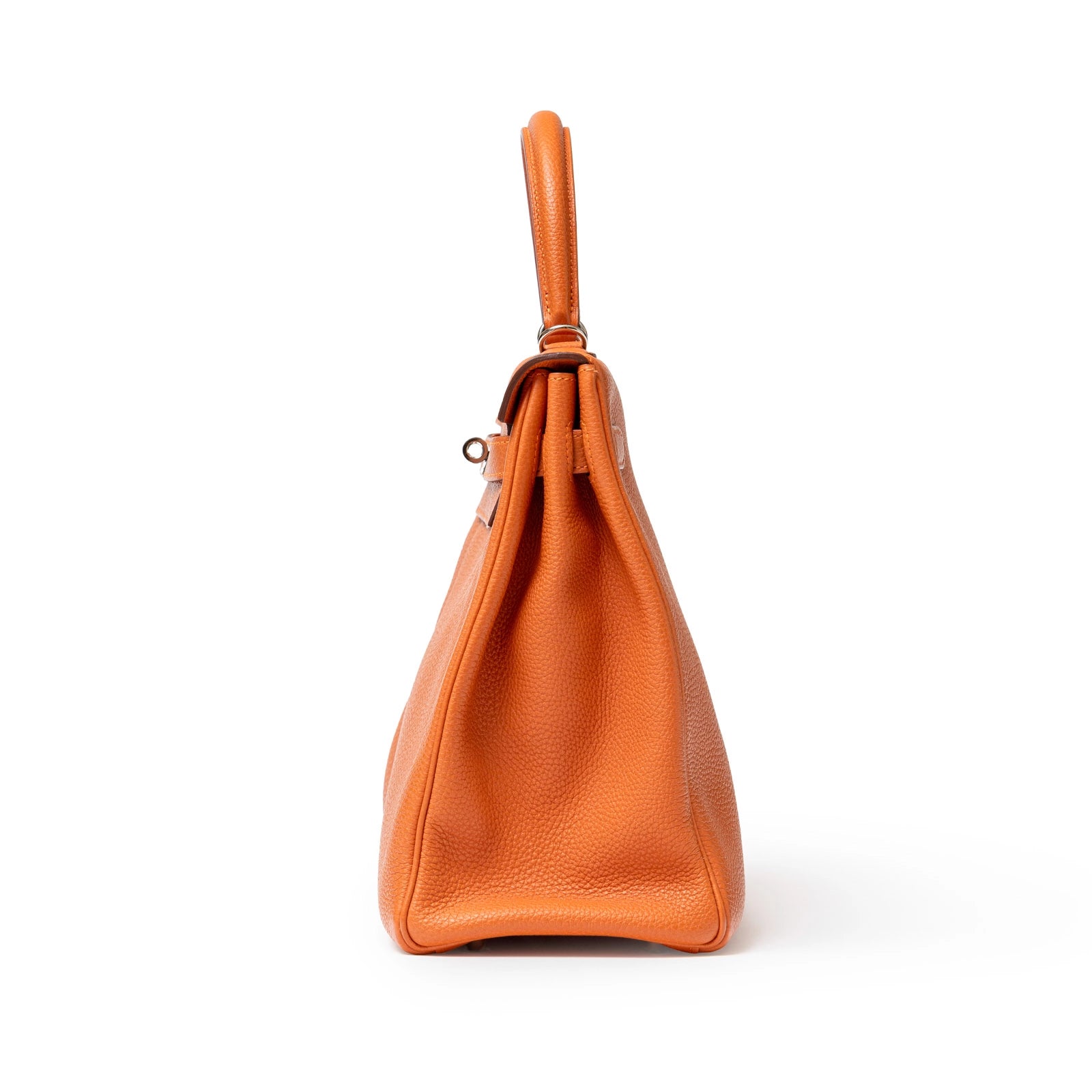Hermès Kelly 35 Orange Togo Palladium Hardware - Side Right