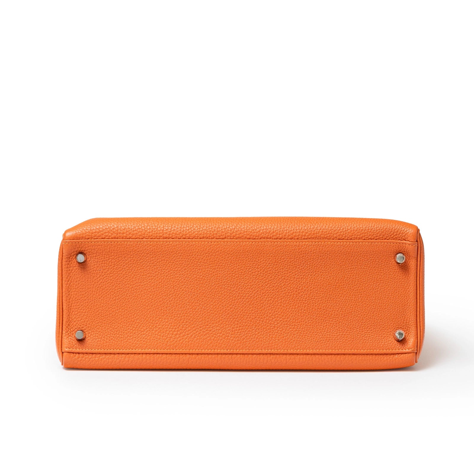 Hermès Kelly 35 Orange Togo Palladium Hardware - Bottom