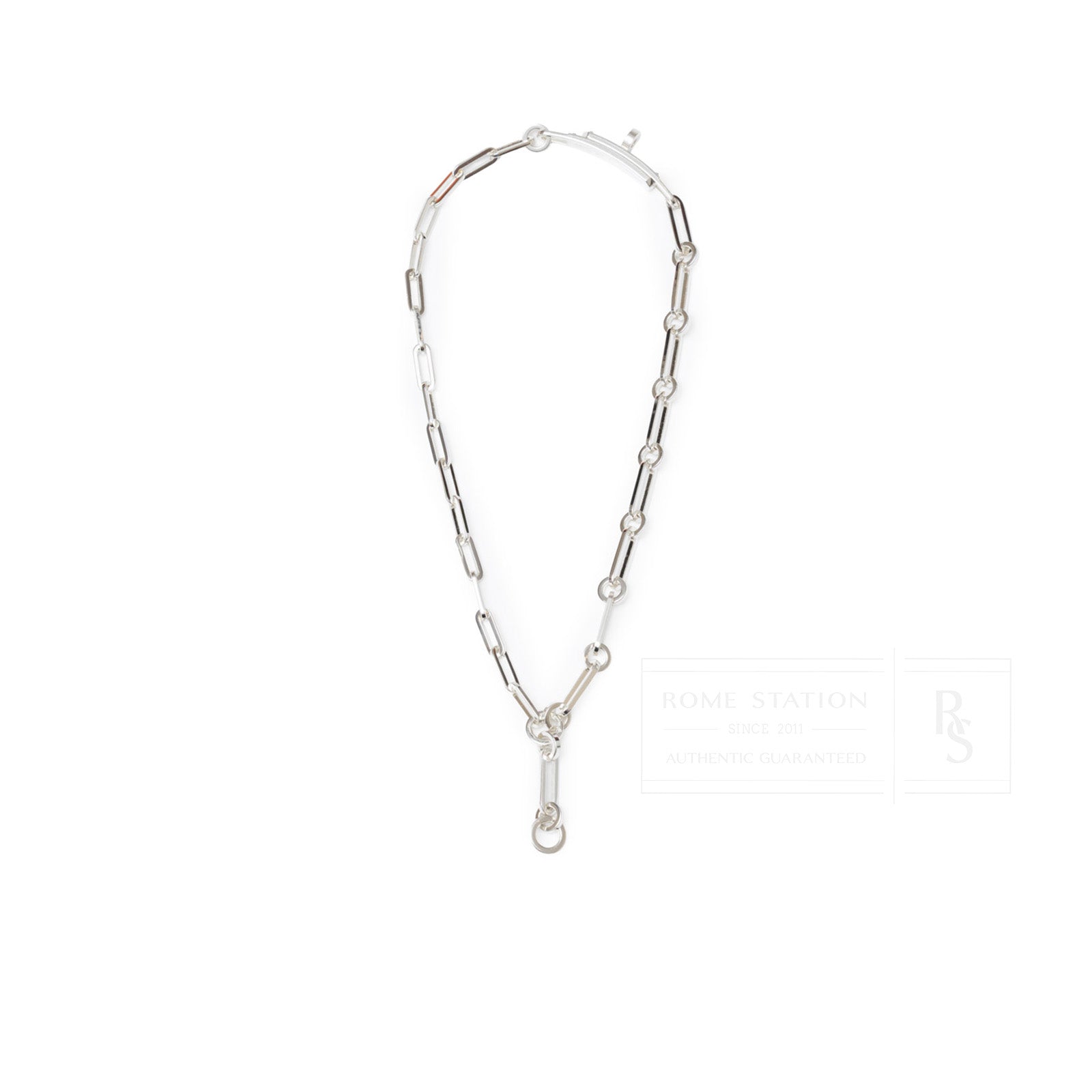 Top view of Hermès Kelly Chain Choker/Bracelet with Touret Clasp Sliver Ag925 showcasing link design and clasp detail