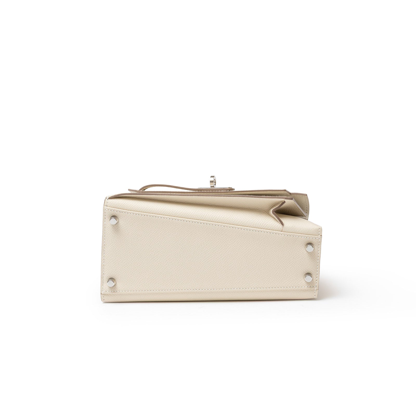 Hermès Kelly Desordre 20 Sellier Craie Epsom Palladium Hardware - Bottom