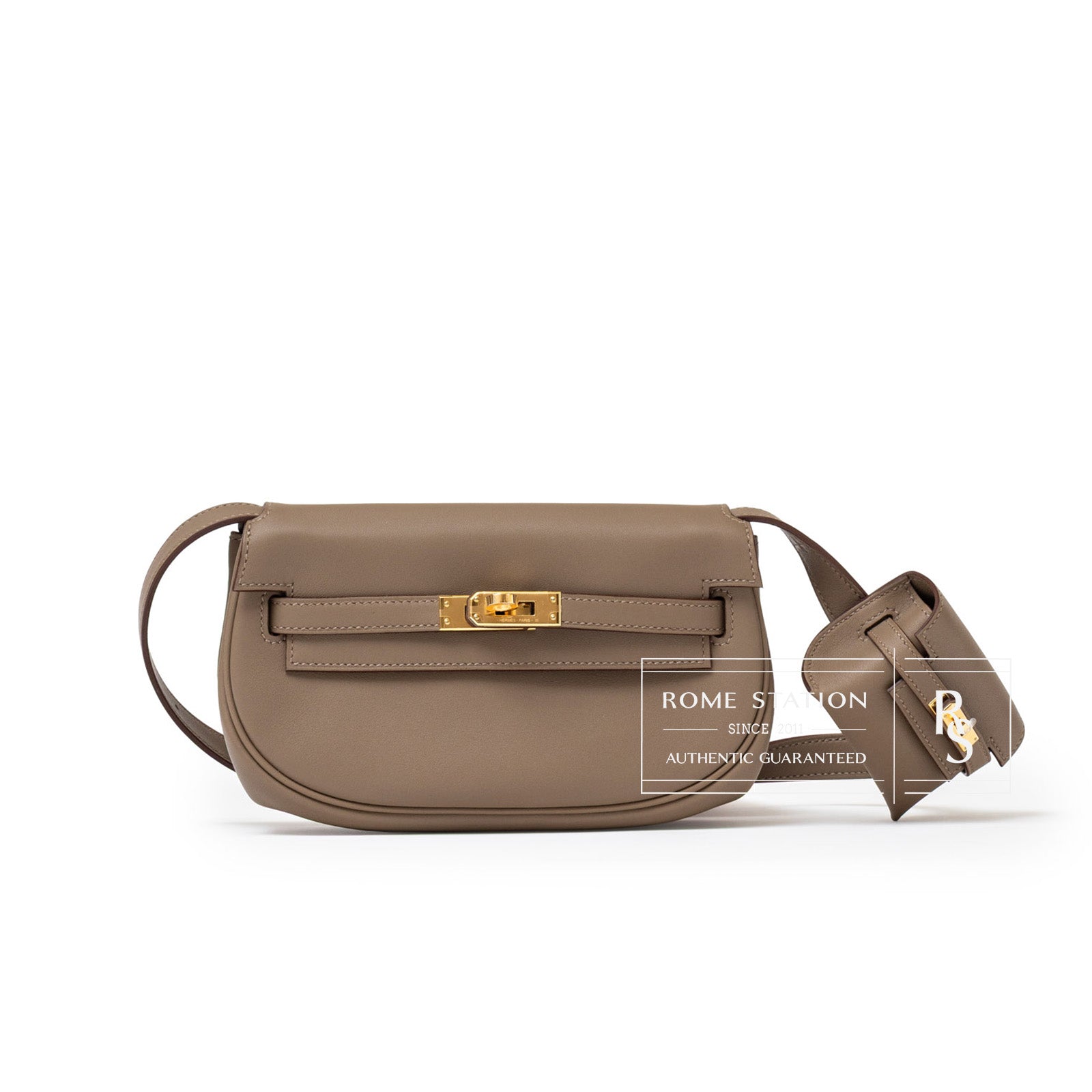 Hermès Kelly Moove Etoupe Swift Gold Hardware - Front