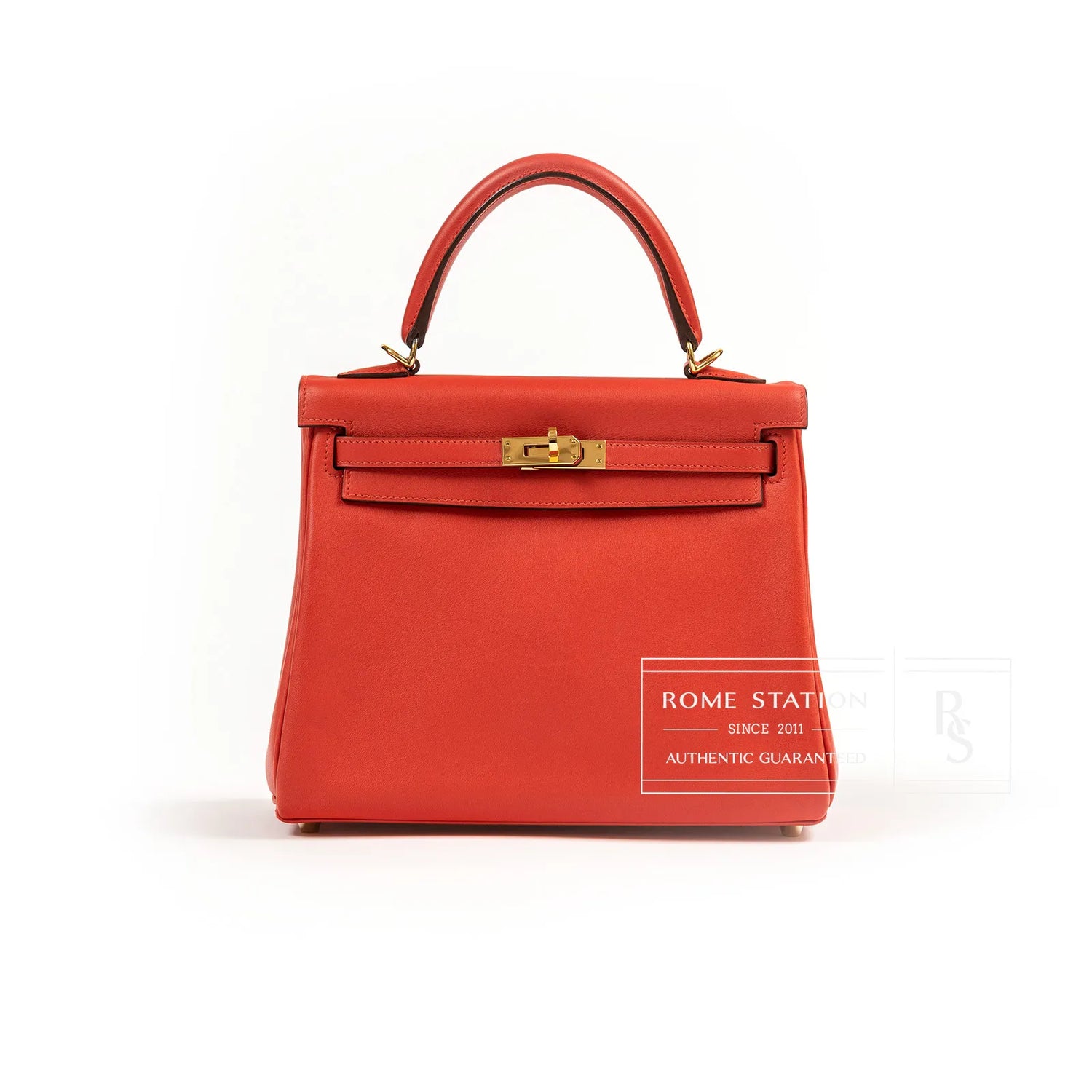 Hermès Kelly 25 Retourne Rouge Swift Gold Hardware