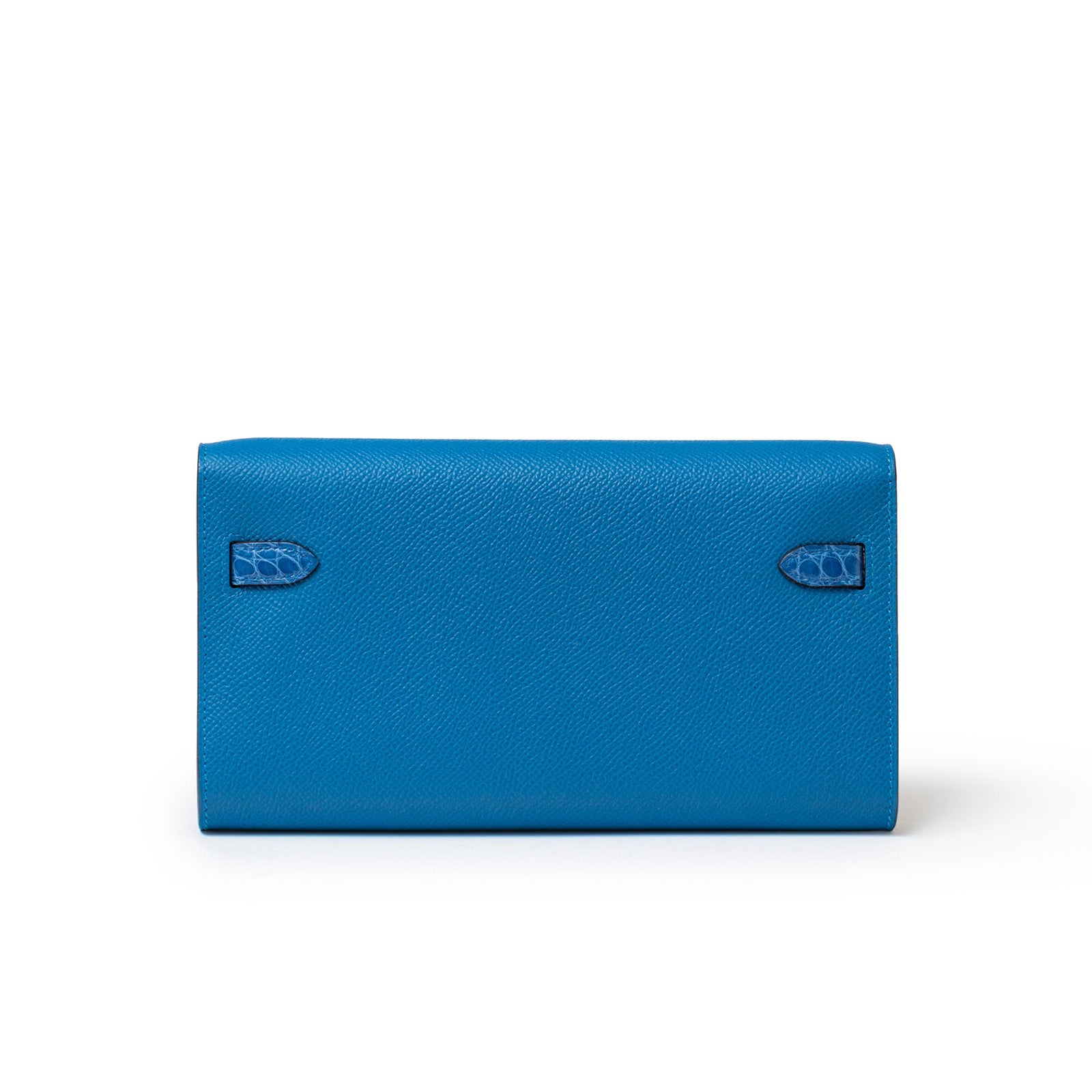 Hermès Kelly To Go Touch Blue Shiny Alligator/Epsom Palladium Hardware - Back