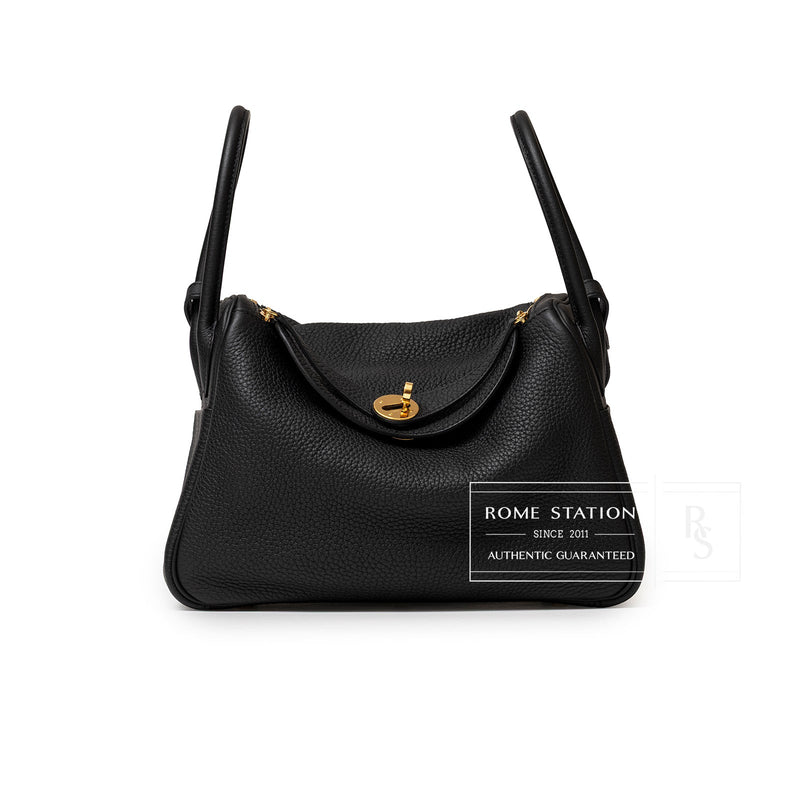Hermès Lindy 26 in Black Clemence Leather with Gold Hardware