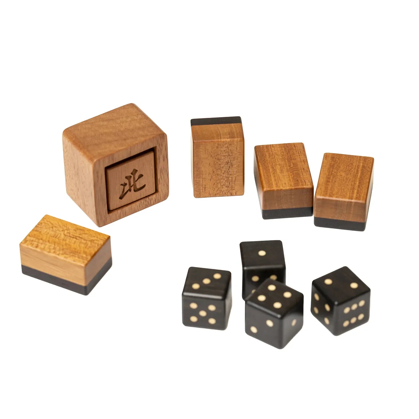 Hermès Macao Mah-Jong game Set Solid Natural Mahogany Fauve/Blue