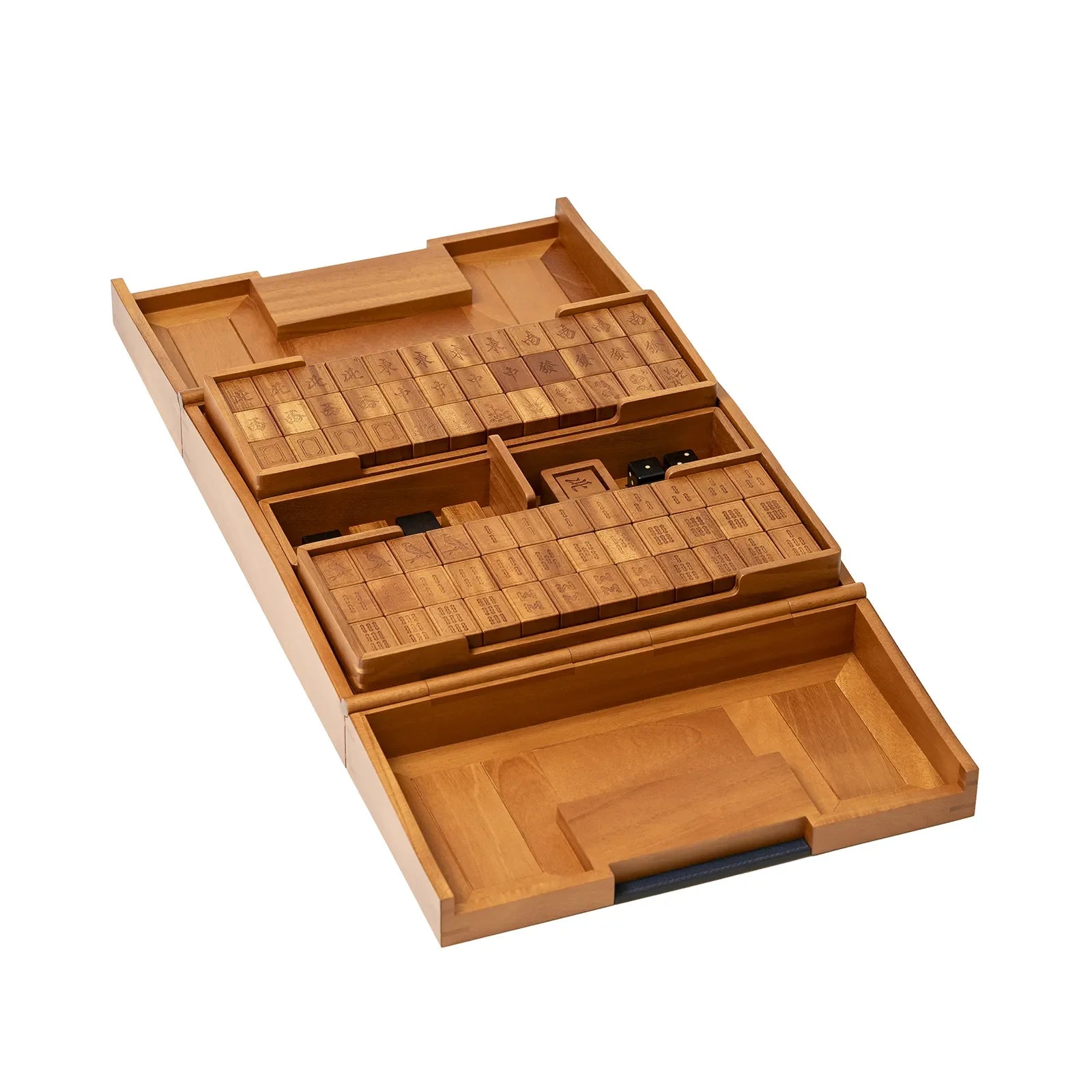Hermès Macao Mah-Jong game Set Solid Natural Mahogany Fauve/Blue