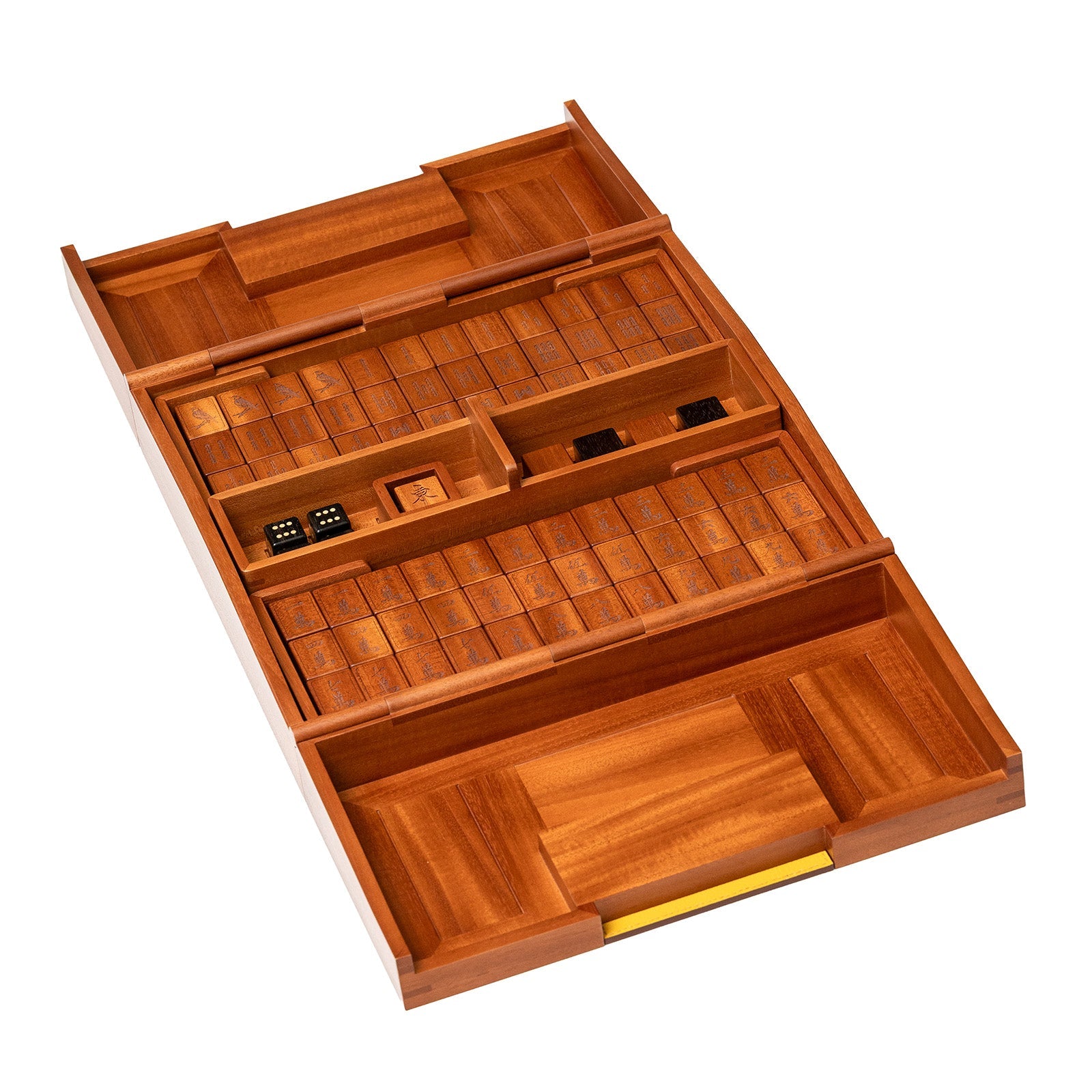 Hermès Macao Mah-Jong game Set Solid Natural Mahogany/Lizard Rouge H/Jaune Palladium Hardware