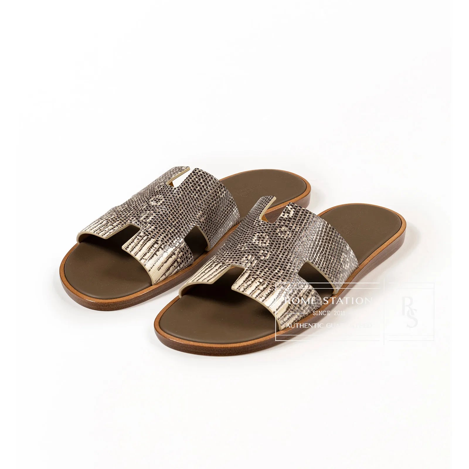 Hermès Mens Izmir Sandal Lizard Ombre EU 43