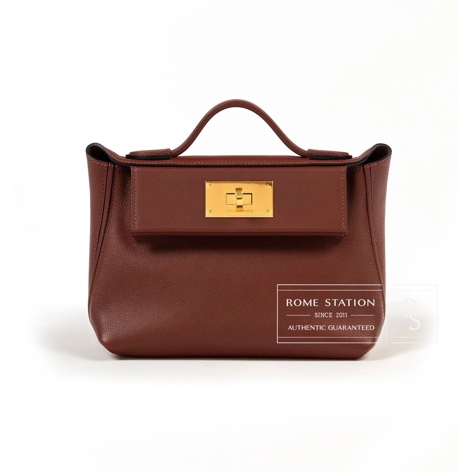 Hermès Mini 24/24 21 Rouge H Evercolor and Swift Gold Hardware