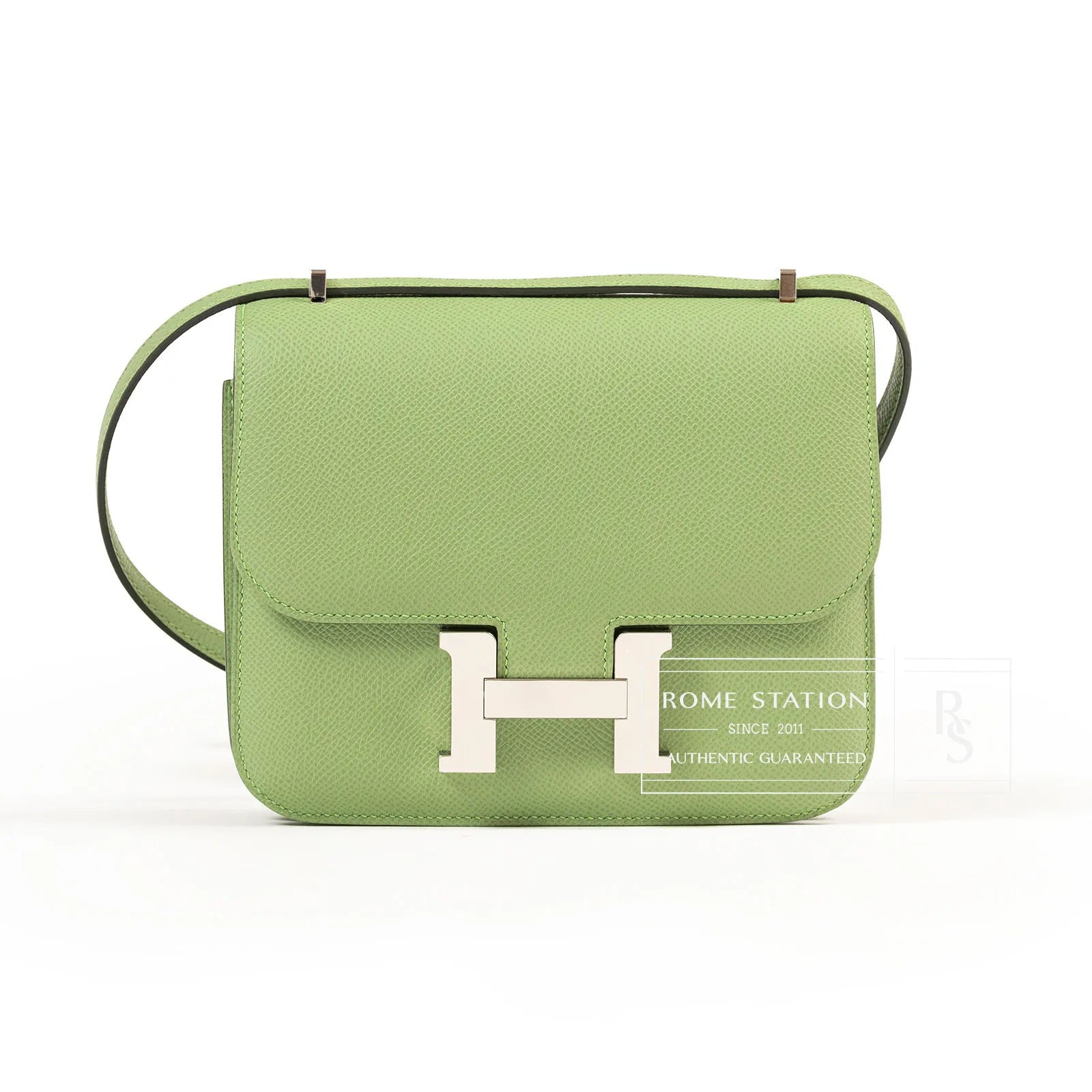 Hermès Mini Constance 18 Vert Criquet Epsom Palladium Hardware