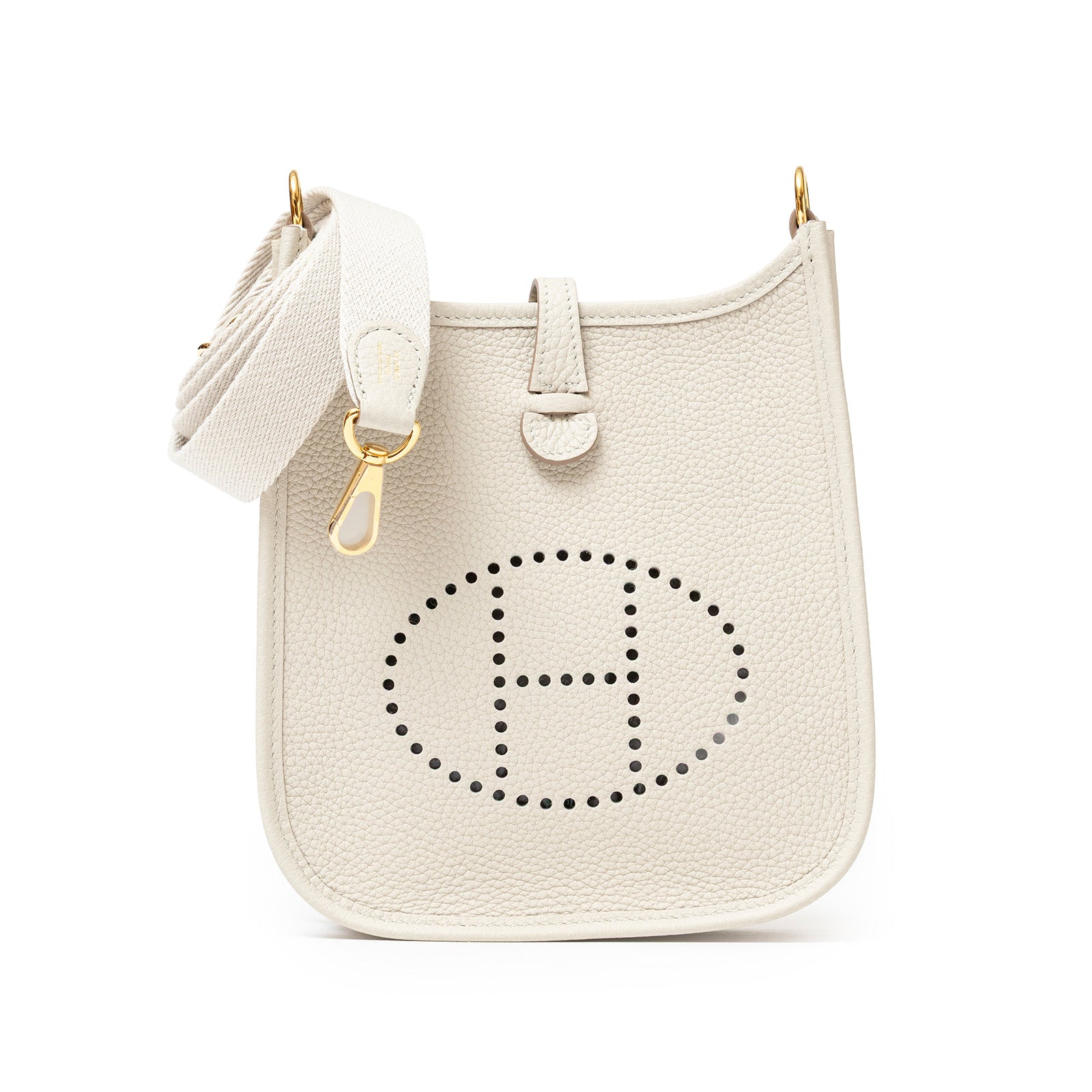 Hermès Mini Evelyne in Béton Clemence Leather with Gold Hardware