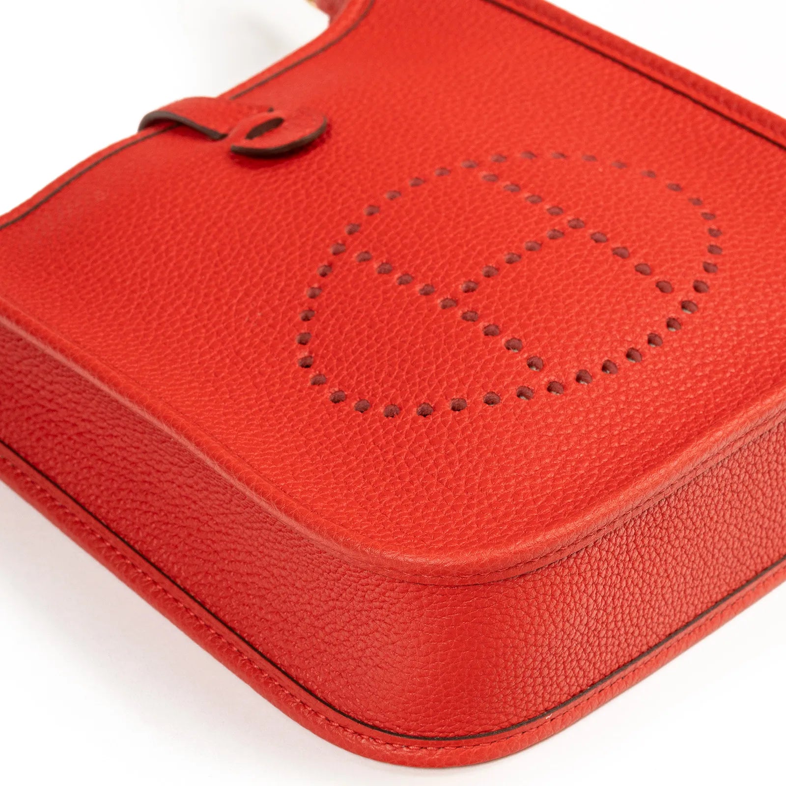 Hermès Mini Evelyne Rouge de Coeur/Coeu-Frid Clemence Gold Hardware
