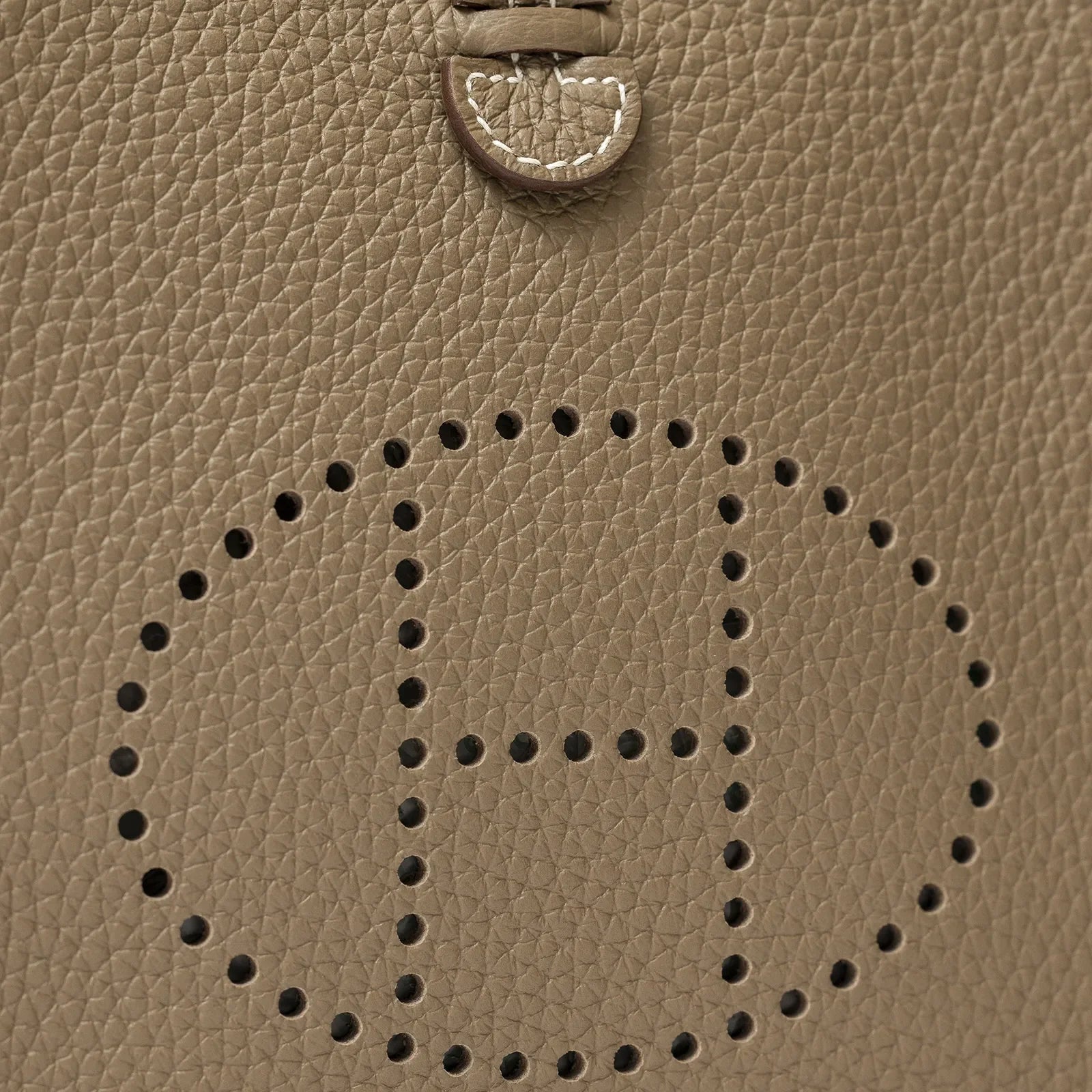 Hermès Mini Evelyne Etoupe/Blue Indigo Clemence Gold Hardware