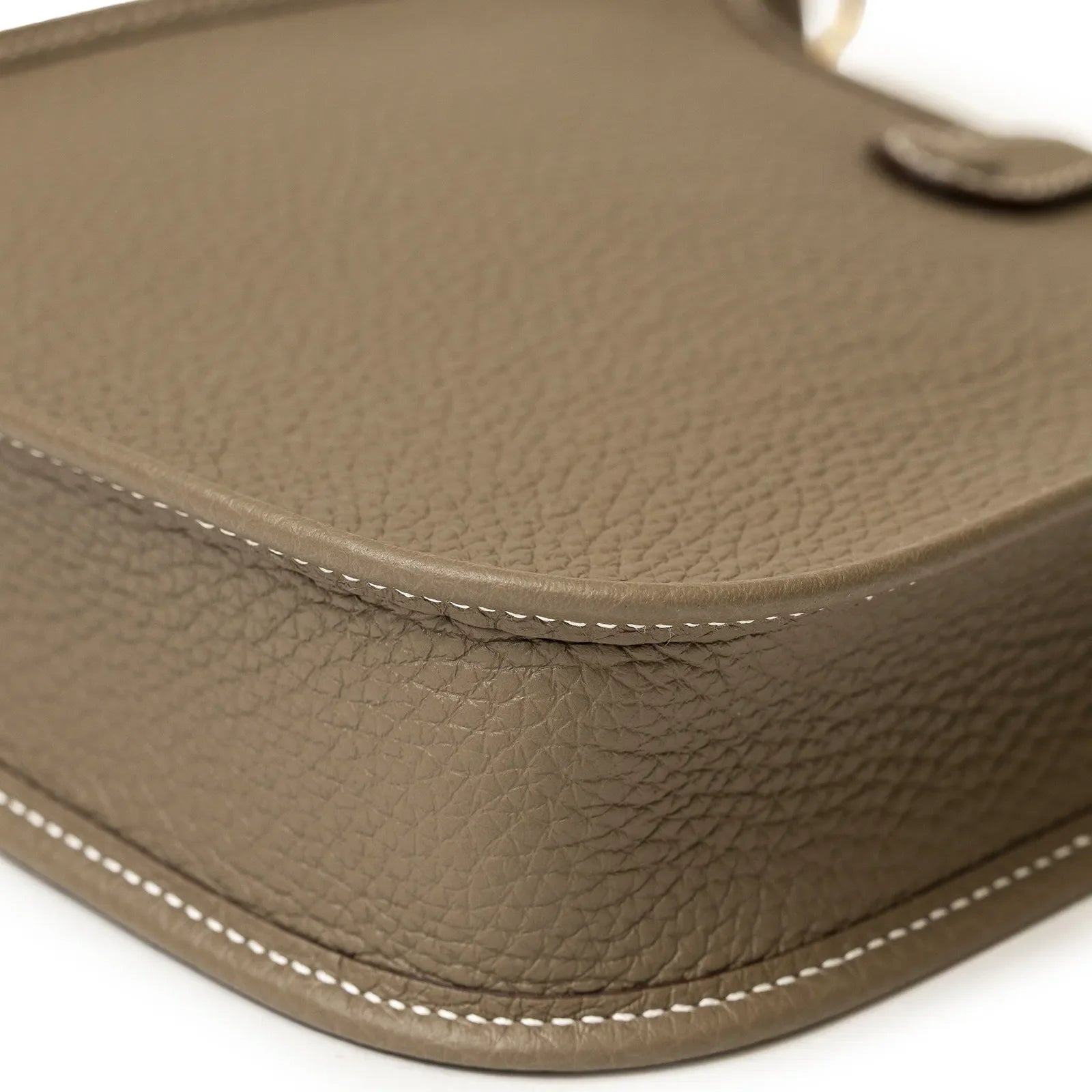 Hermès Mini Evelyne Etoupe/Blue Indigo Clemence Gold Hardware