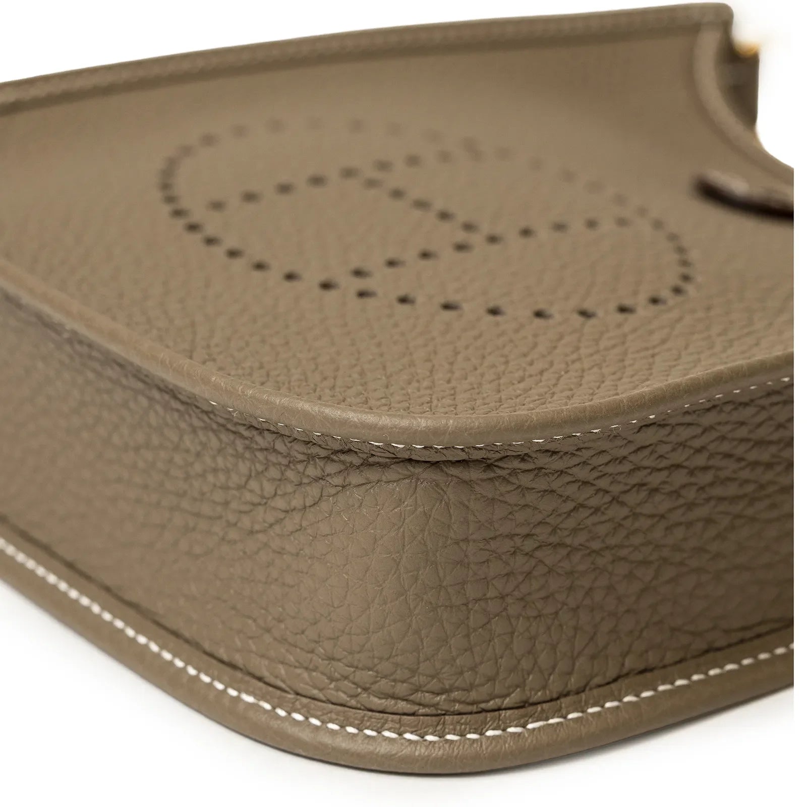 Hermès Mini Evelyne Etoupe/Blue Indigo Clemence Gold Hardware