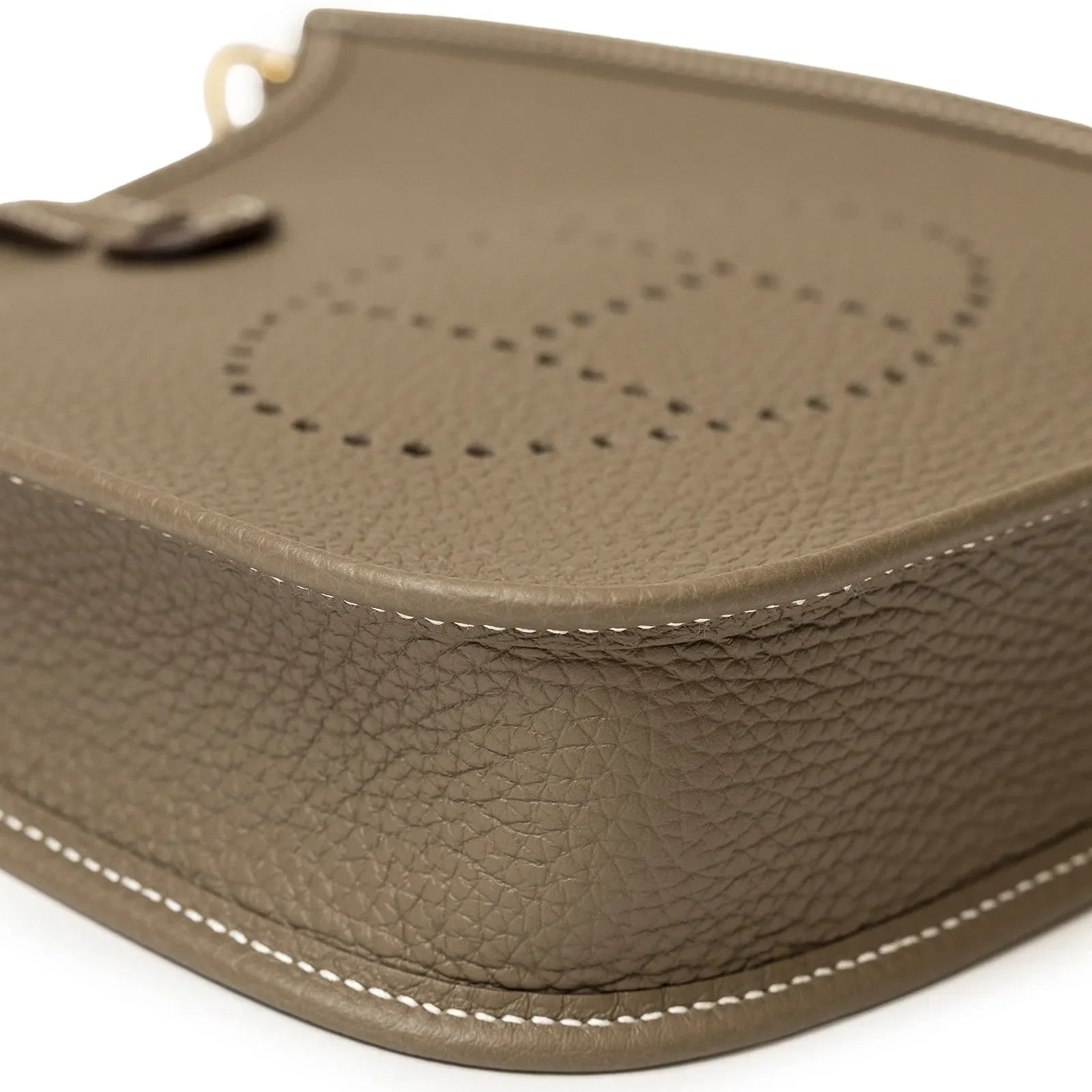 Hermès Mini Evelyne Etoupe/Blue Indigo Clemence Gold Hardware