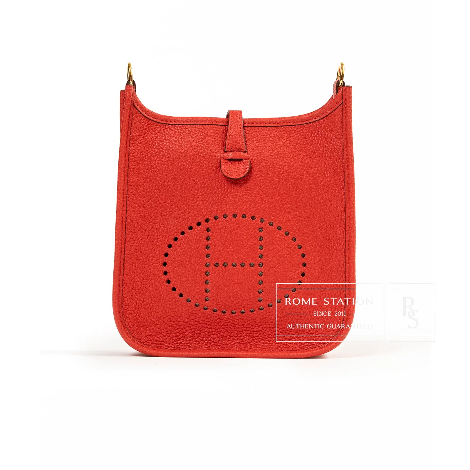 Hermès Mini Evelyne Rouge de Coeur/Coeu-Frid Clemence Gold Hardware