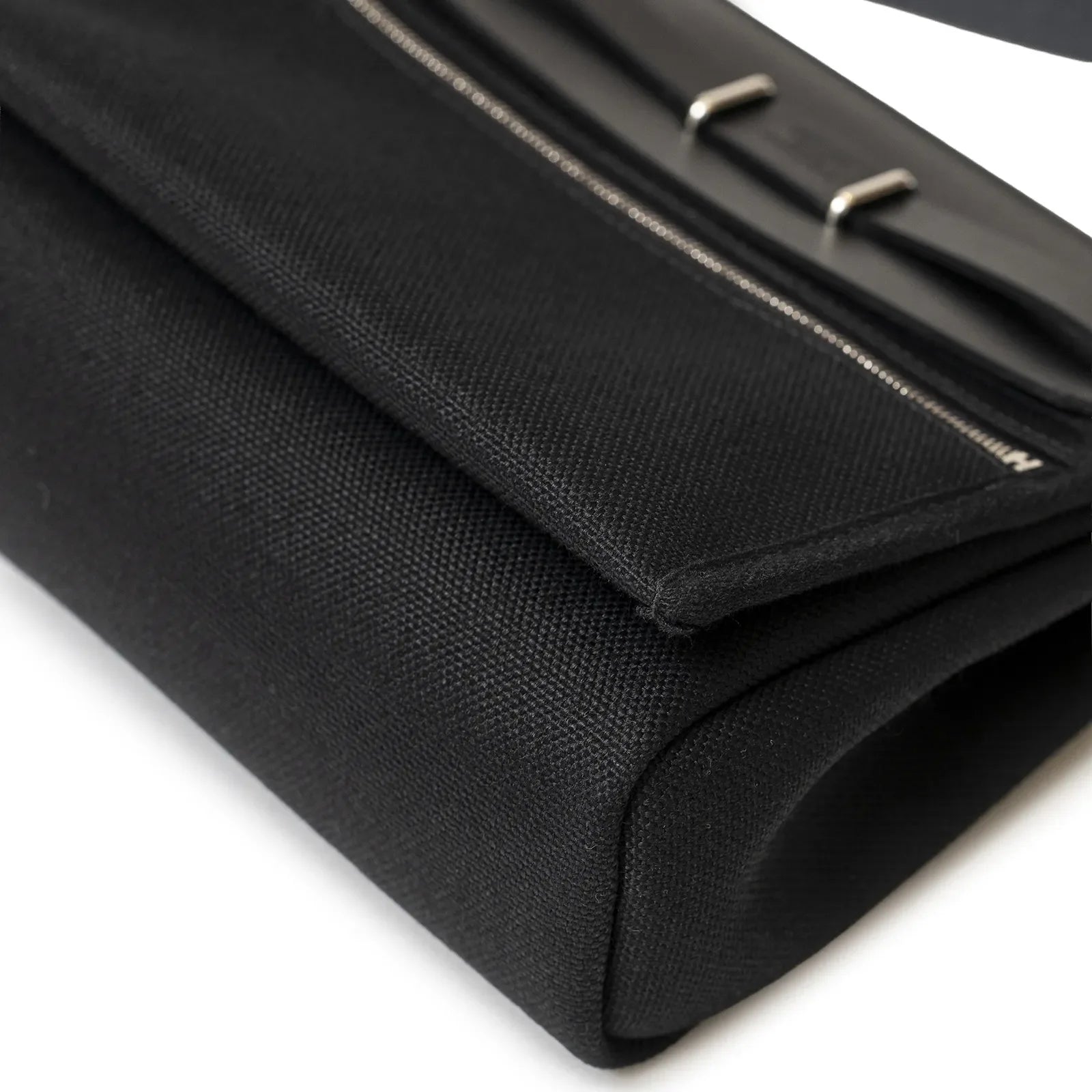 Hermès Mini Herbag Zip 20 Black Toile and Vache Hunter Palladium Hardware