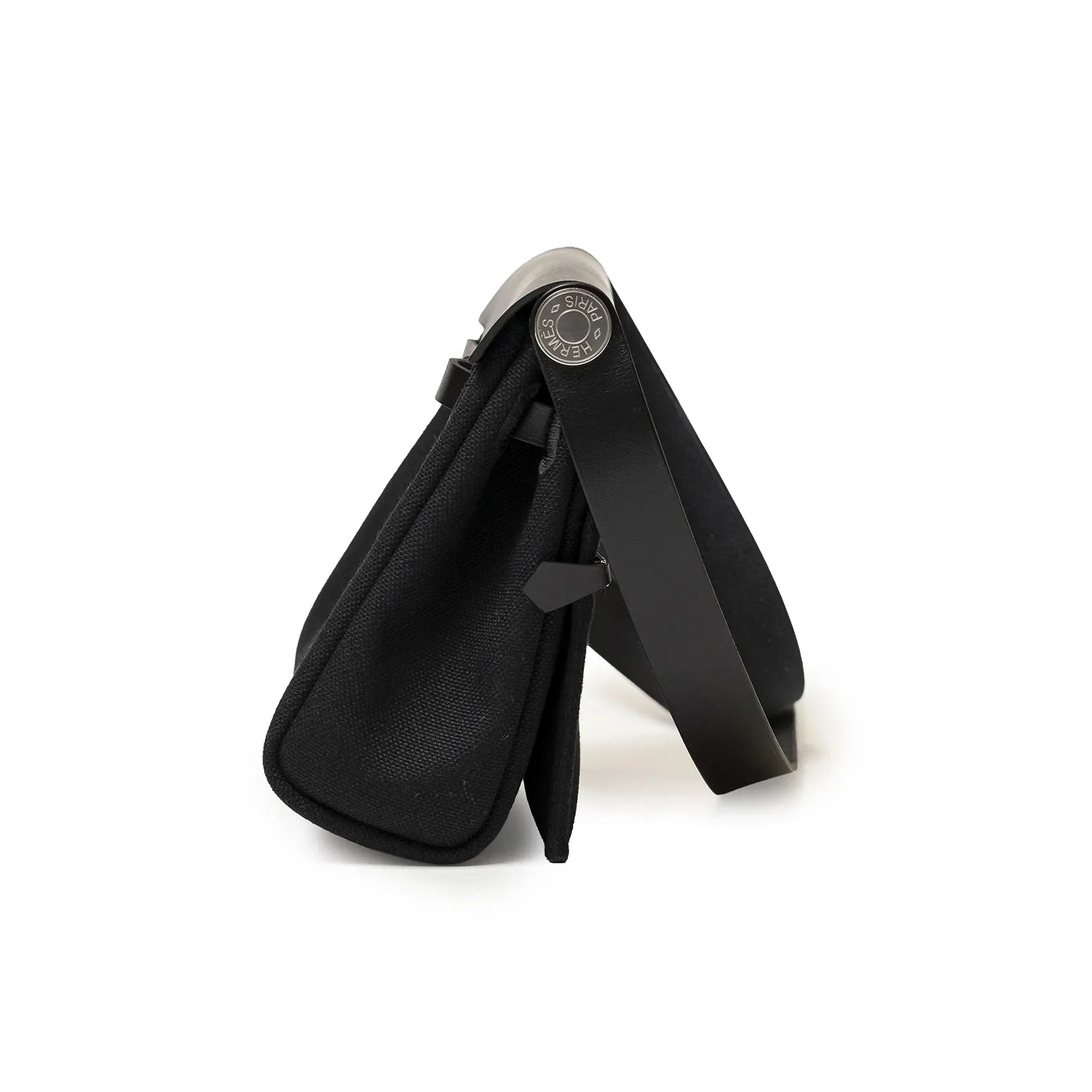 Hermès Mini Herbag Zip 20 Black Toile and Vache Hunter Palladium Hardware