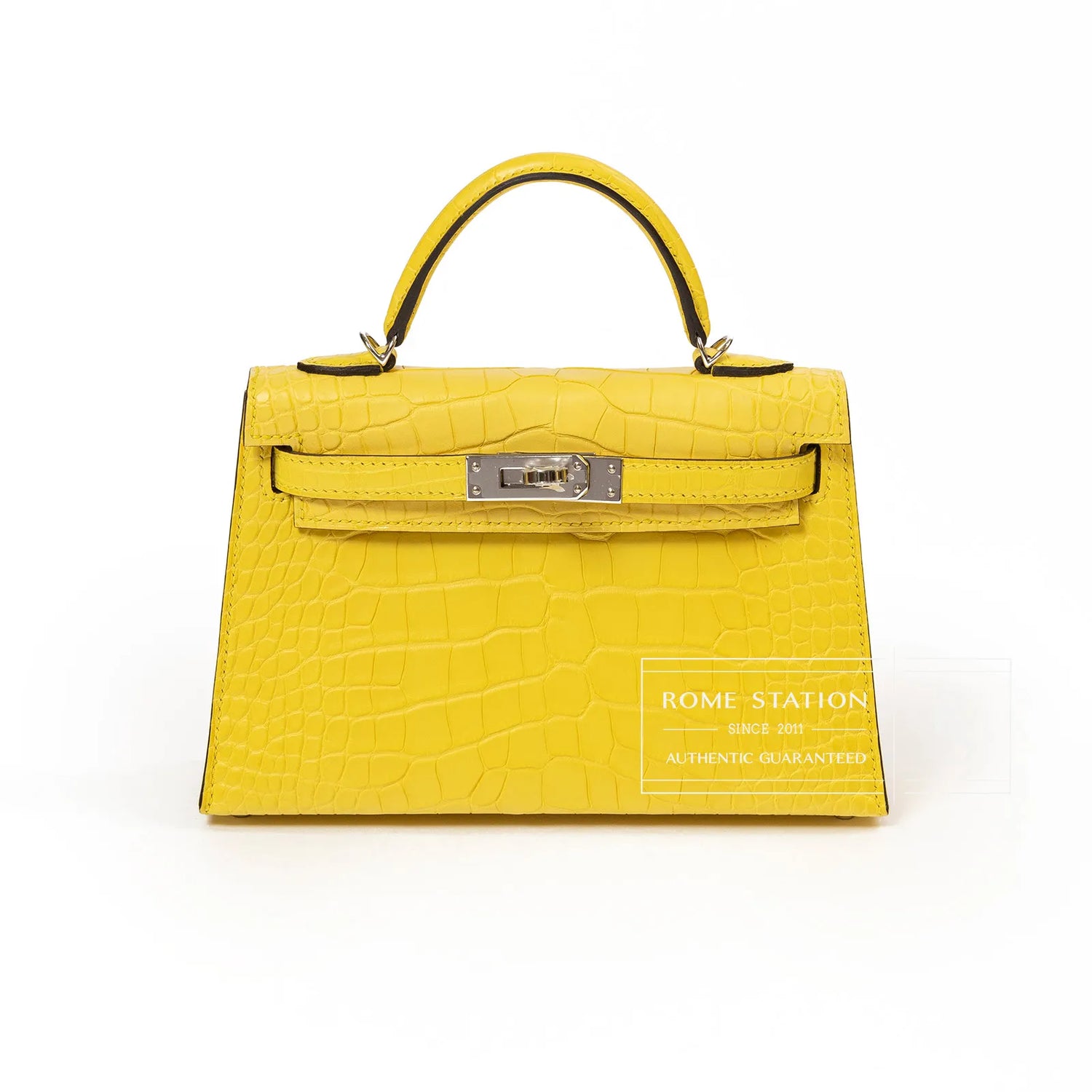 Hermès Mini Kelly II Sellier 20 Mimosa Matte Alligator Palladium Hardware