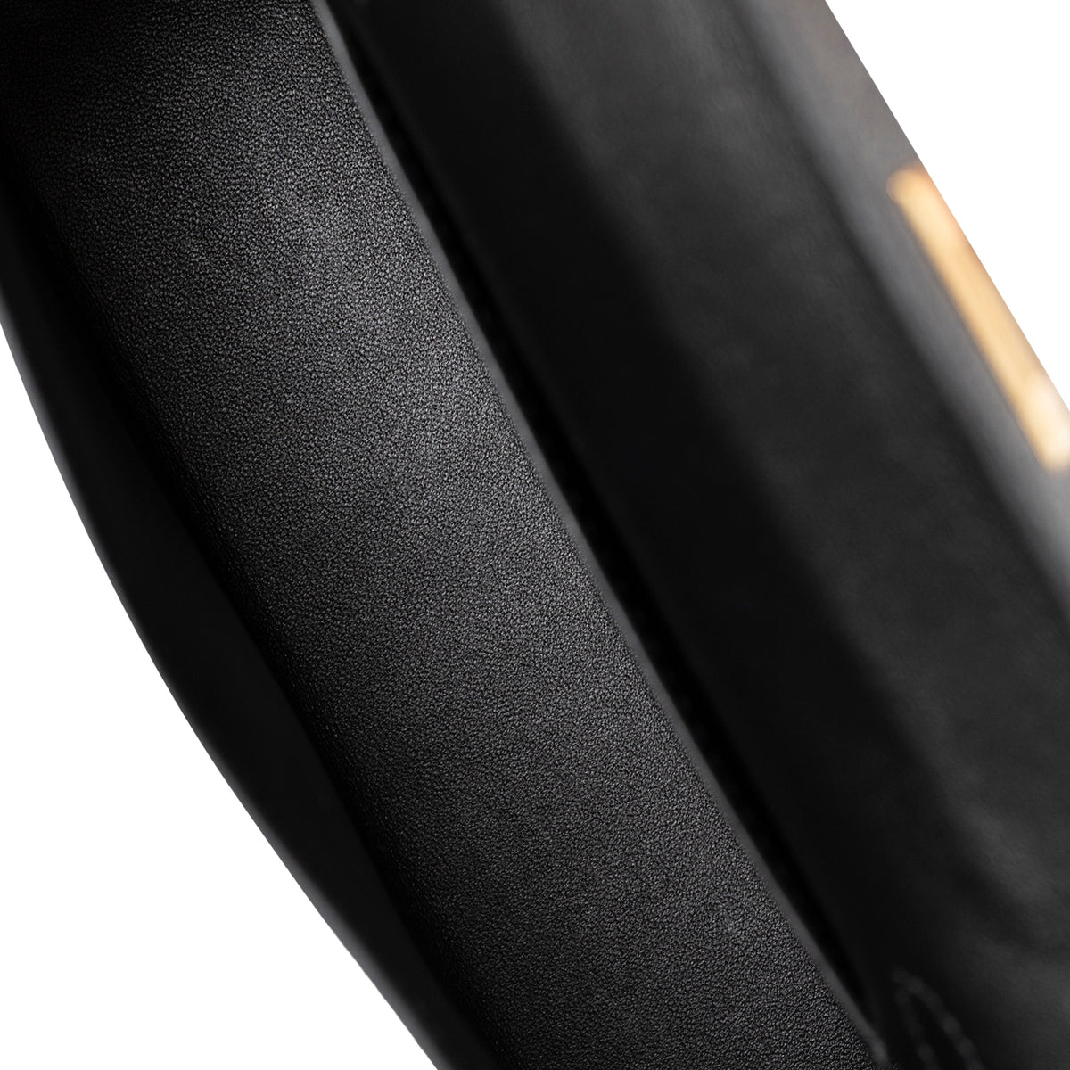 Interior close-up of black textured leather lining inside Hermès Mini Kelly II Sellier 20 Black Epsom Gold Hardware