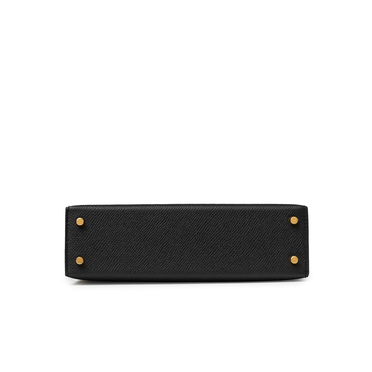 Bottom view of Hermès Mini Kelly II Sellier 20 Black Epsom Gold Hardware