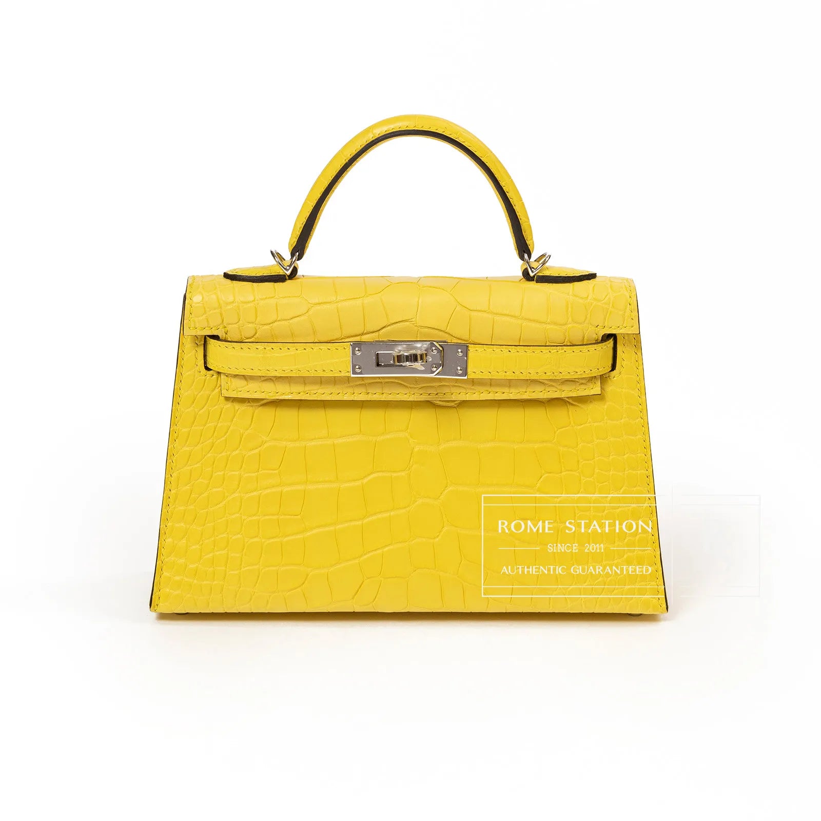 Hermès Mini Kelly II Sellier 20 Mimosa Matte Alligator Palladium Hardware