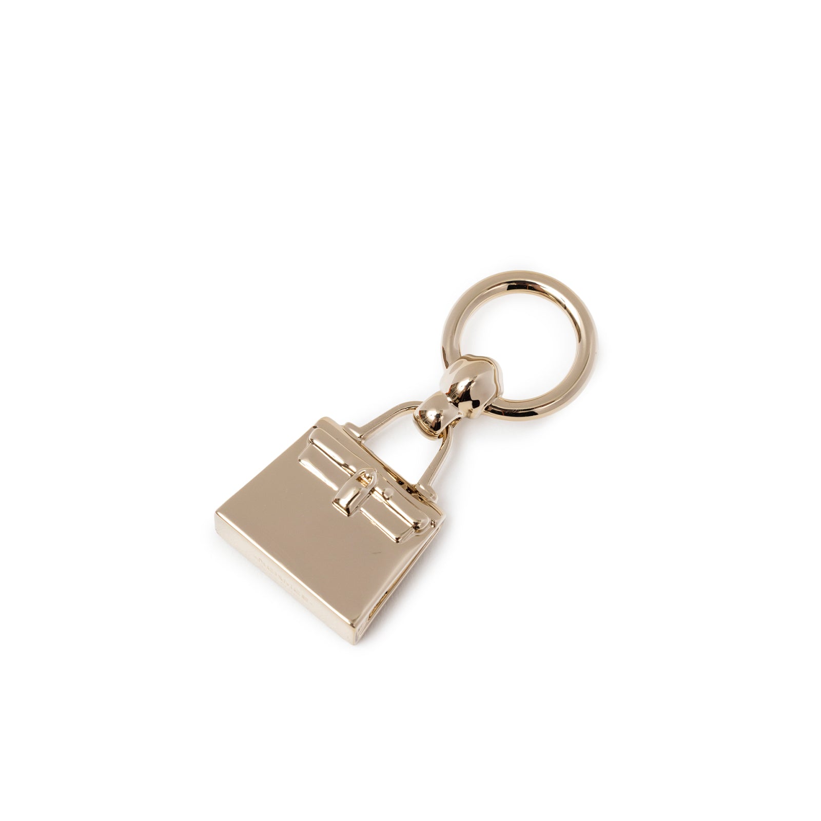 Angled close-up of Hermès Mini Kelly Twilly Ring Palladium Plated showing detailed clasp and smooth finish