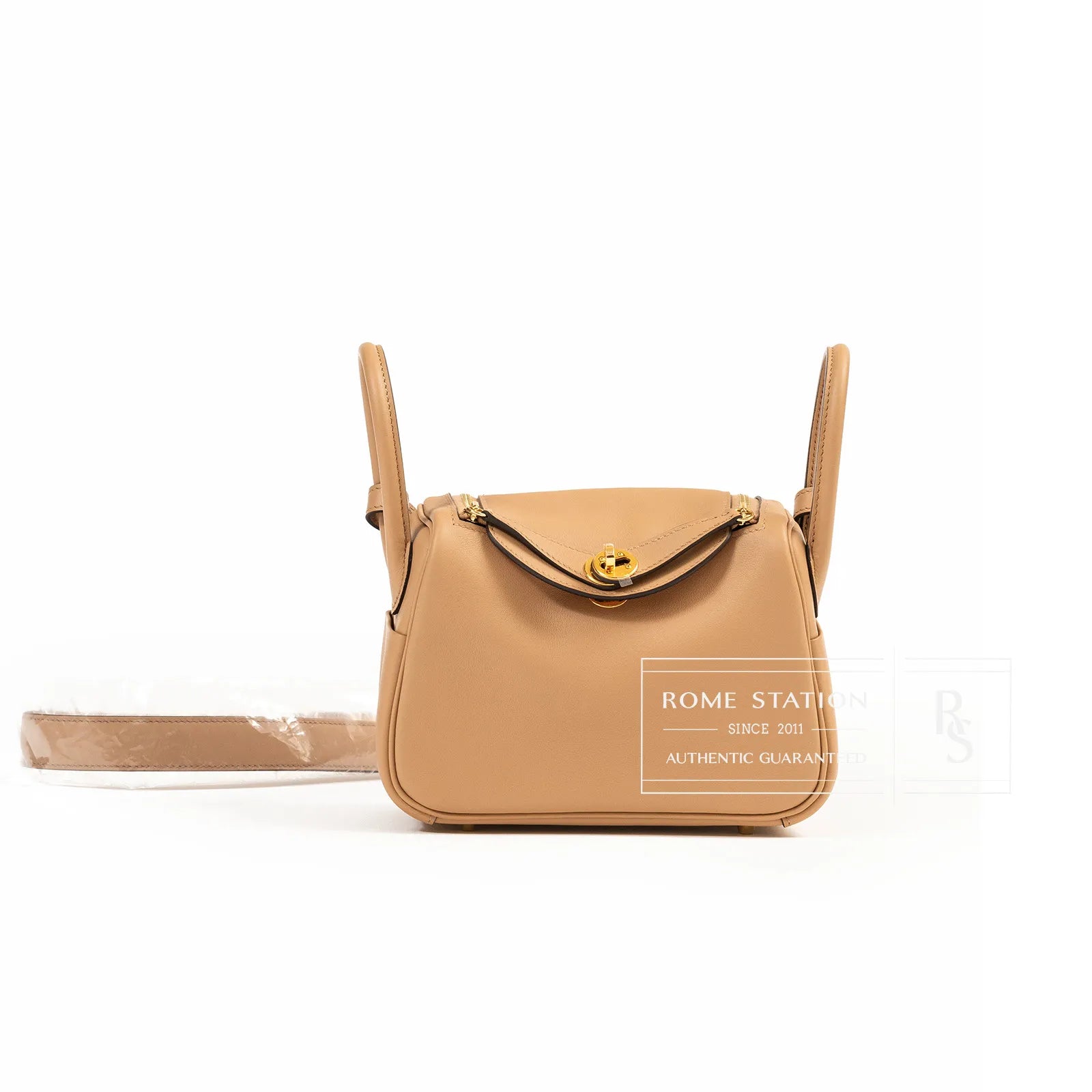 Hermès Mini Lindy I Chai/Mauve Sylvestre Swift Gold Hardware