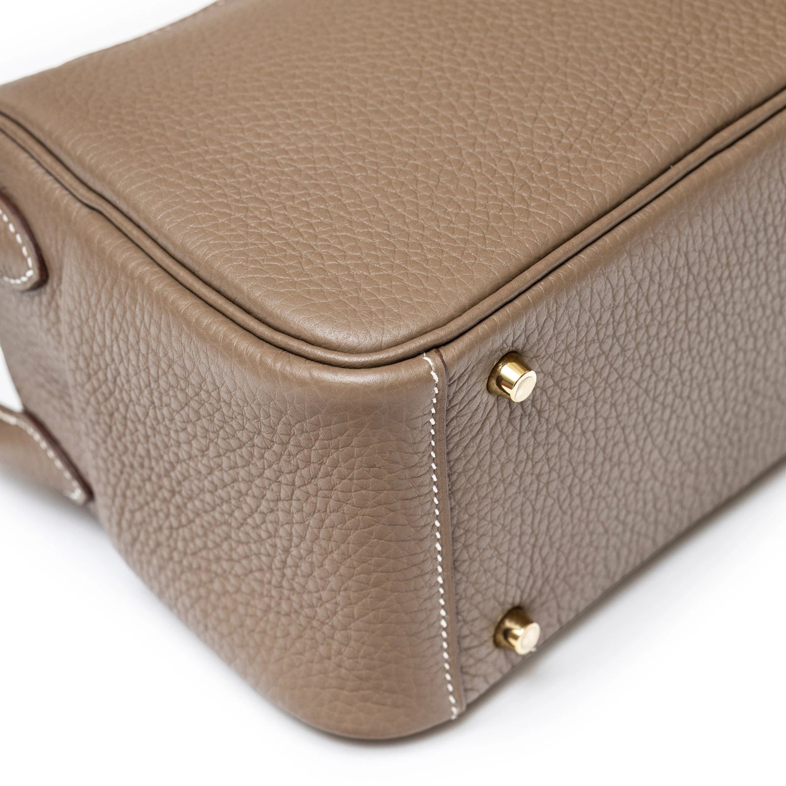 Hermès Mini Lindy I Etoupe Clemence Gold Hardware - Back Corner Left