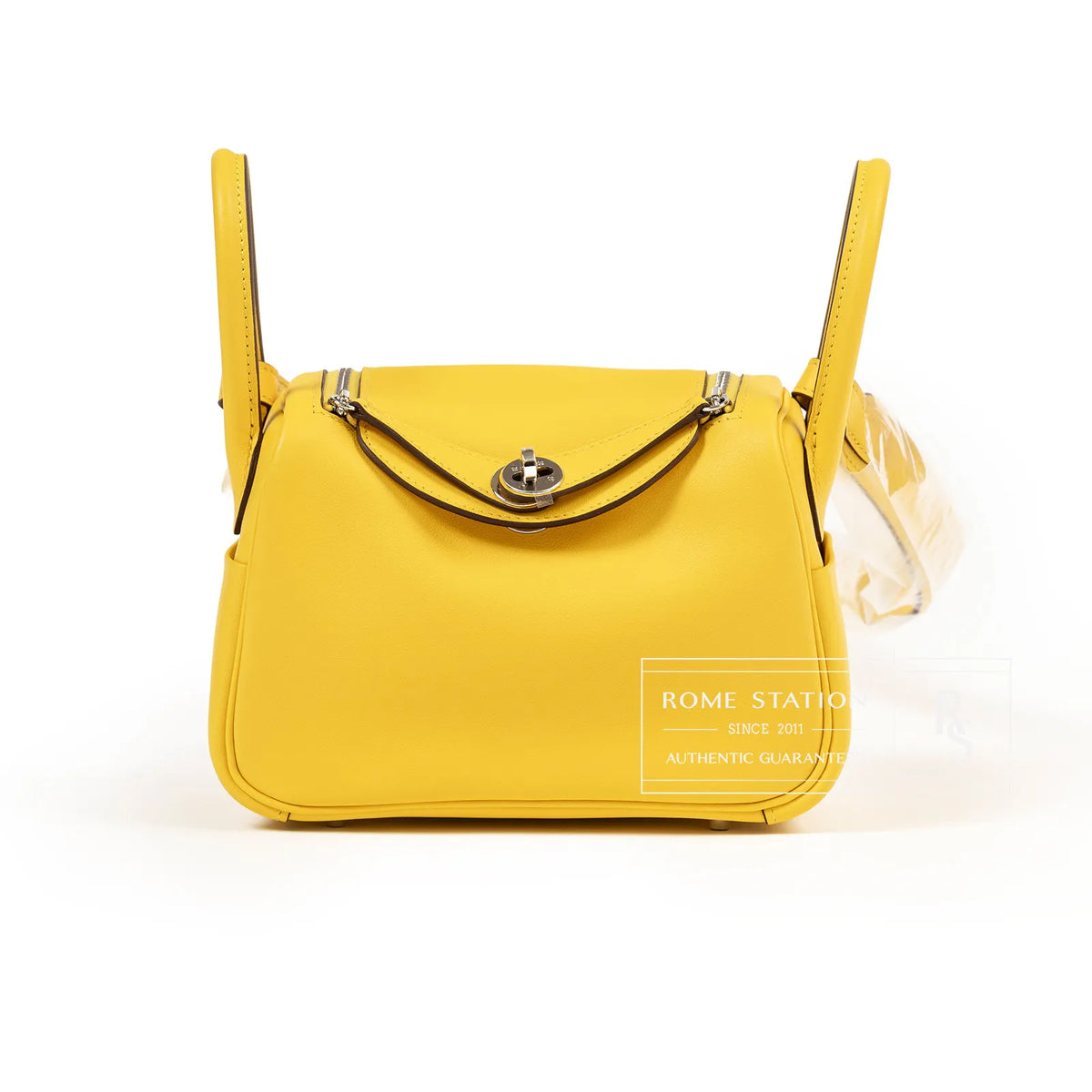 Hermès Mini Lindy I in Jaune de Naples Clemence Leather with