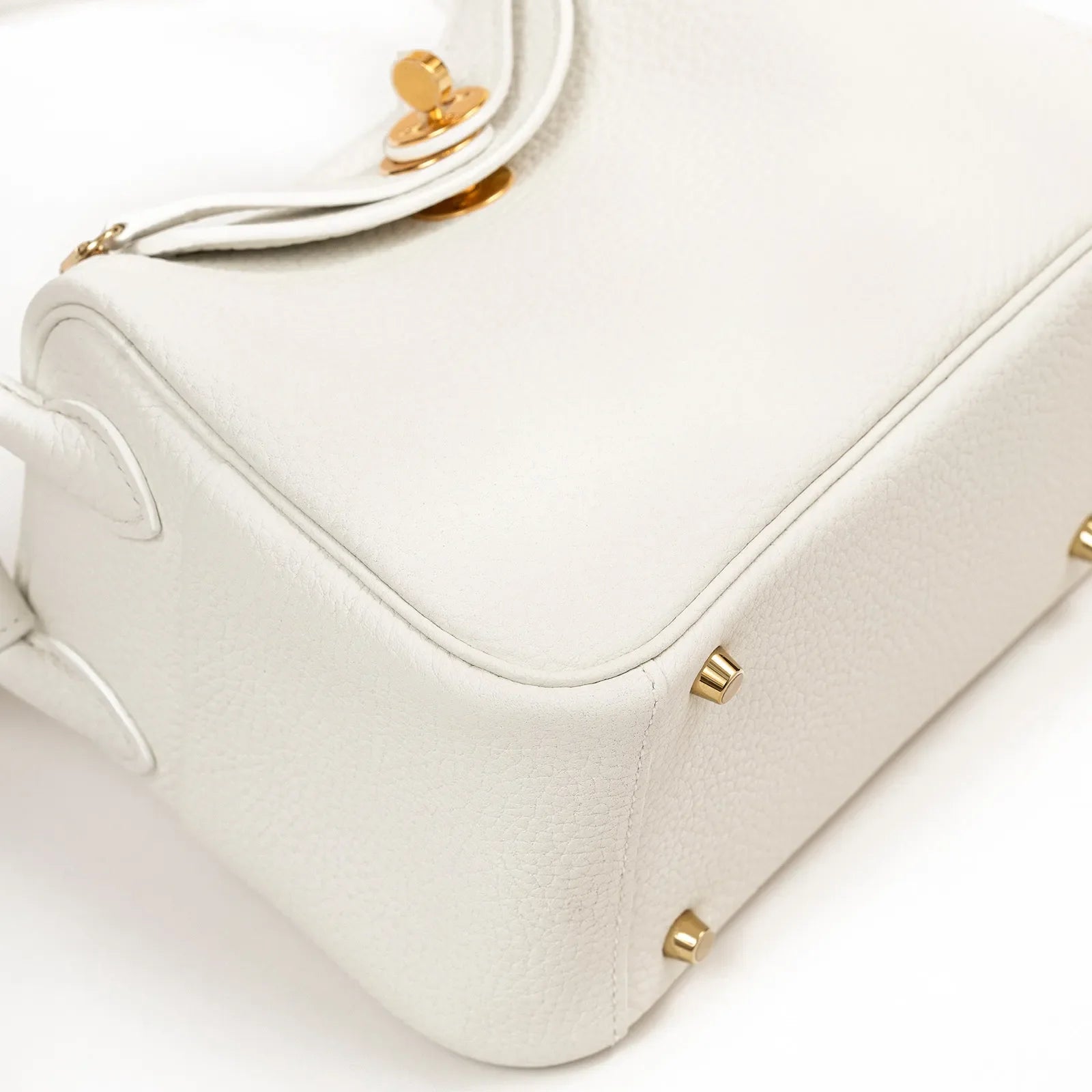Hermès Mini Lindy I New White Clemence Gold Hardware