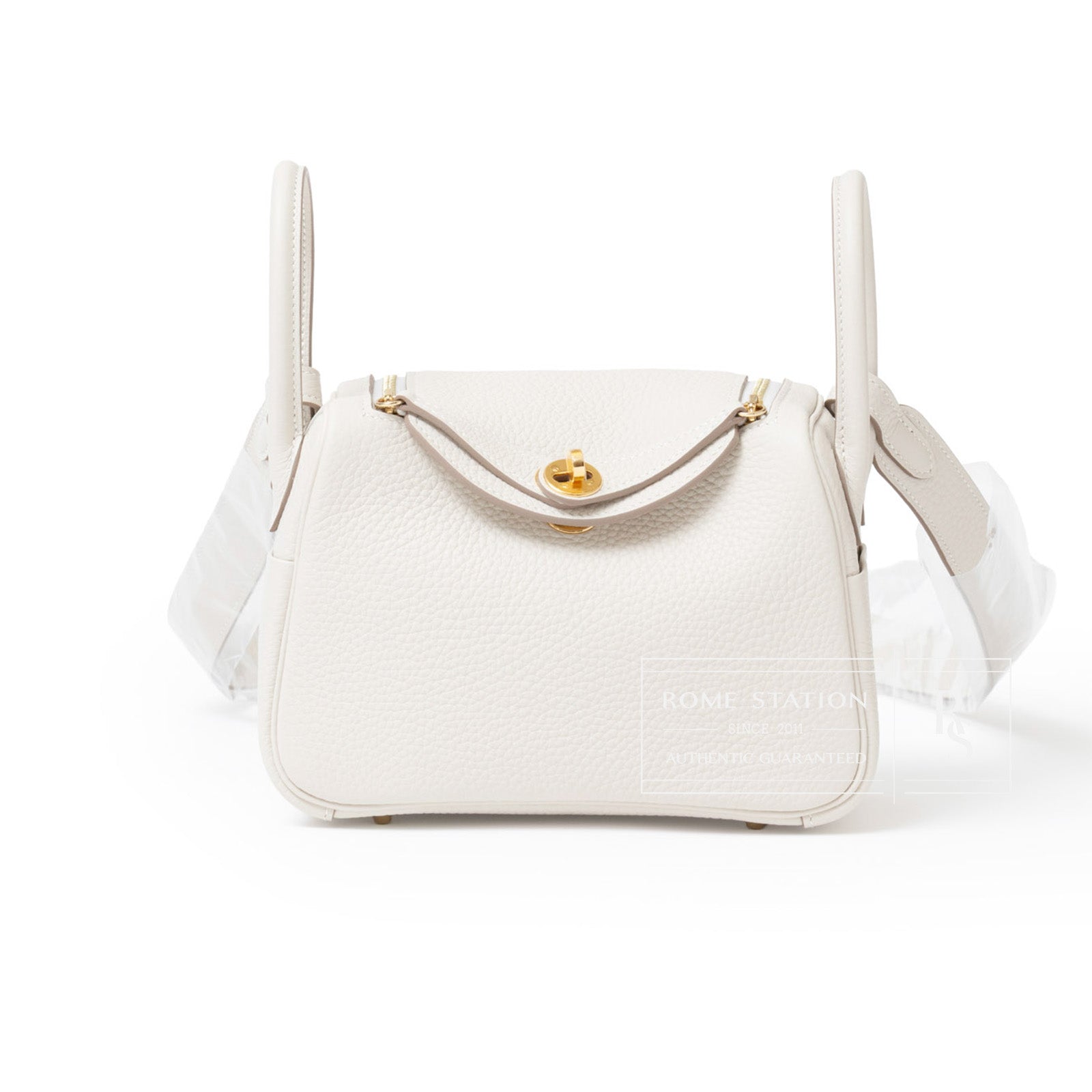 Authentic Hermès Mini Lindy II Beton Clemence Gold | Rome Station