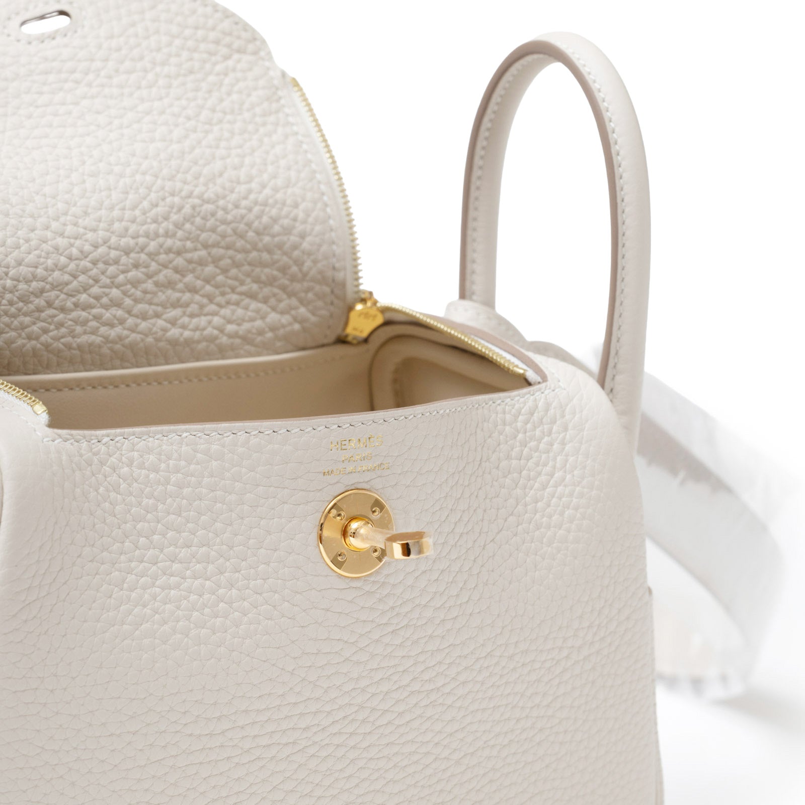 Hermès Mini Lindy II Beton Clemence Gold Hardware