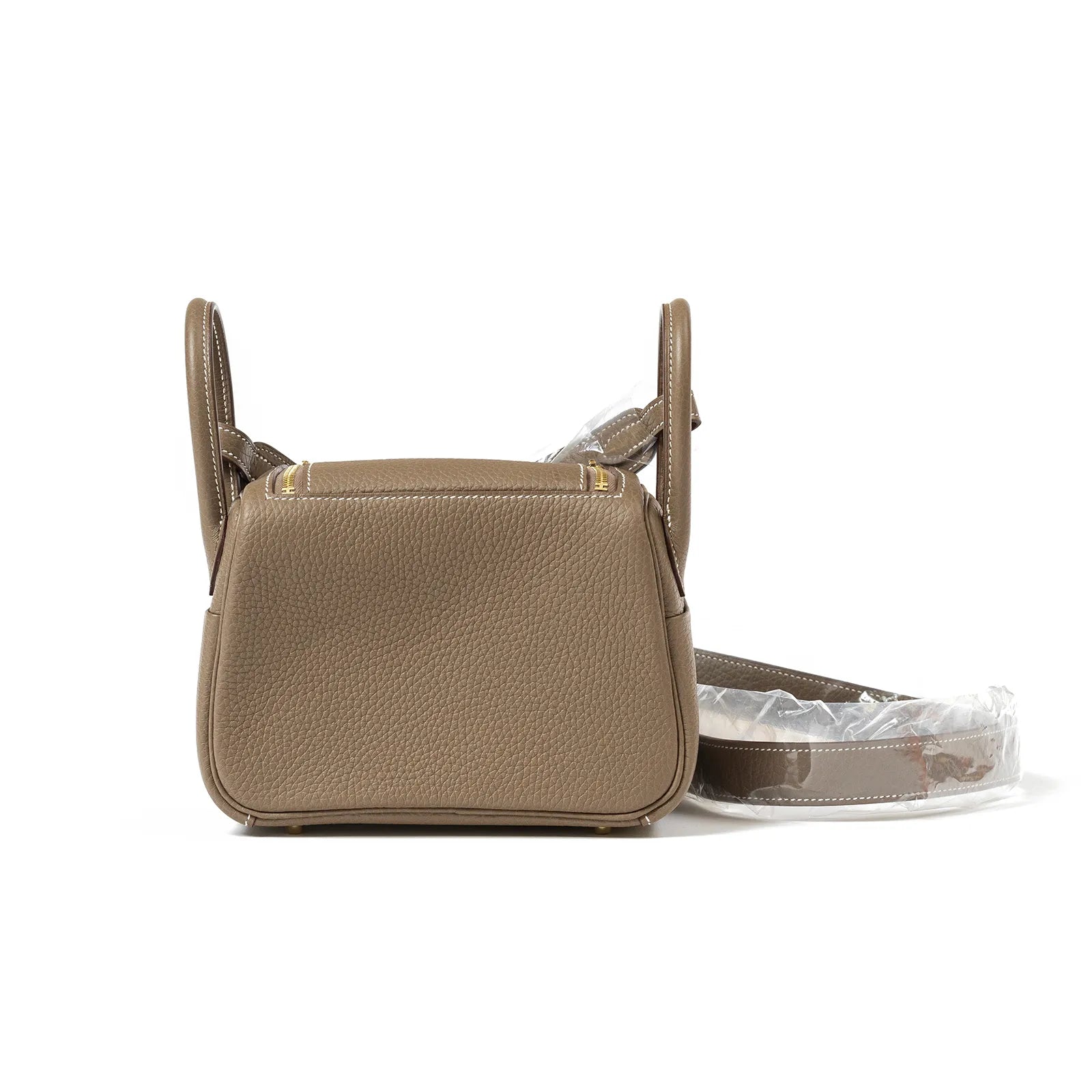 Hermès Mini Lindy II Etoupe Clemence Gold Hardware