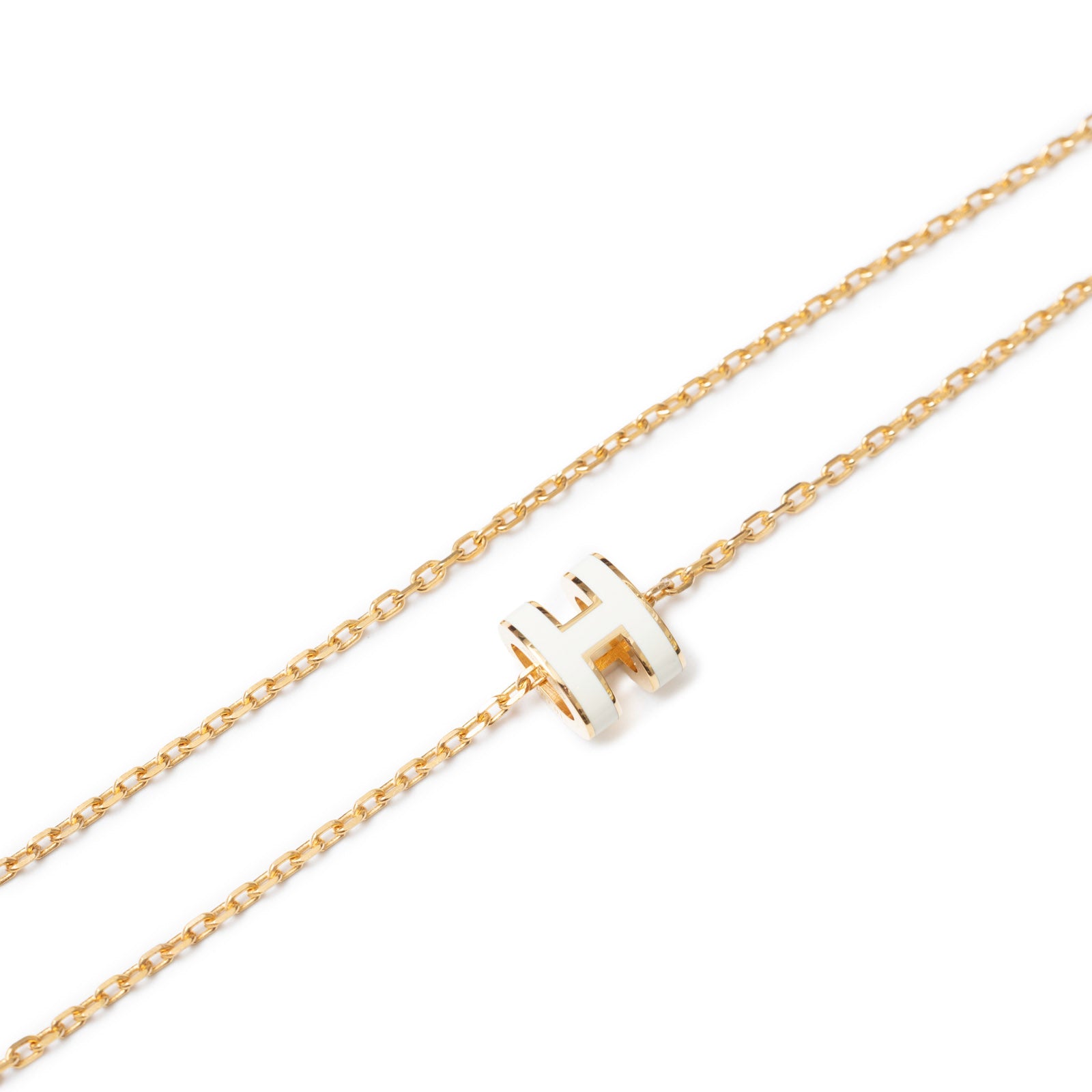 Hermès Mini Pop H Pendant Blanc Gold Hardware